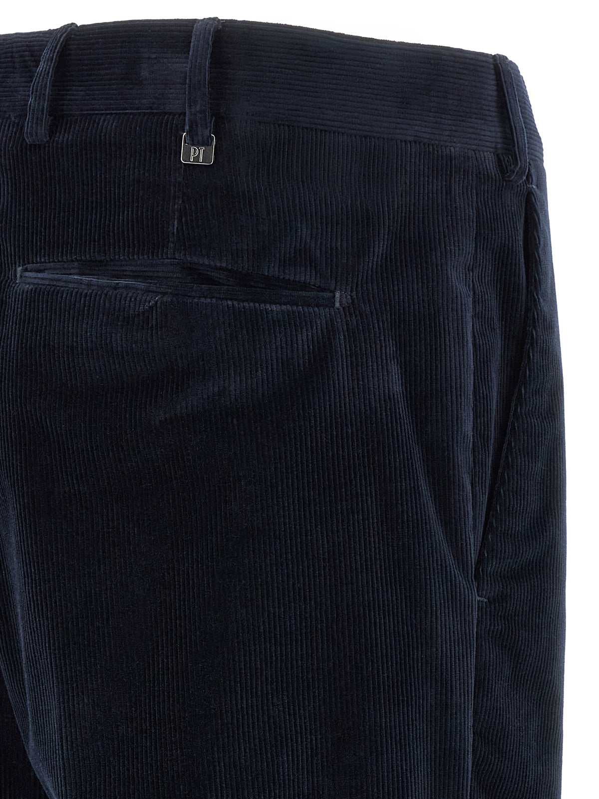 Blue Cotton Casual Pants