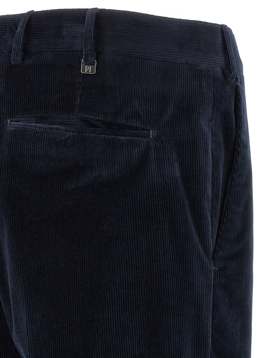 Blue Cotton Casual Pants