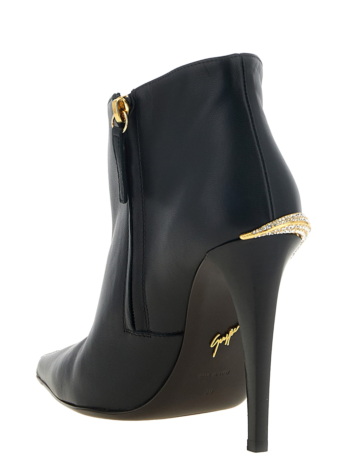 Black Lamb Leather Ankle Boots