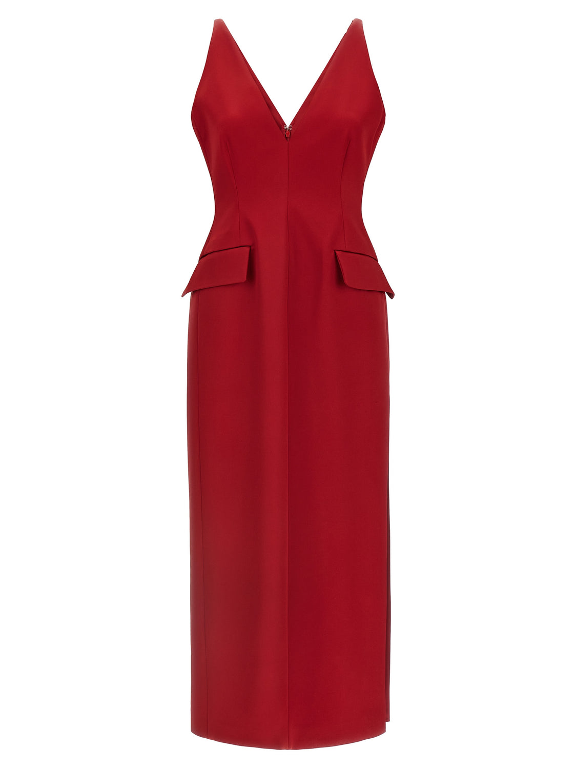 Red Acetate Long Dress