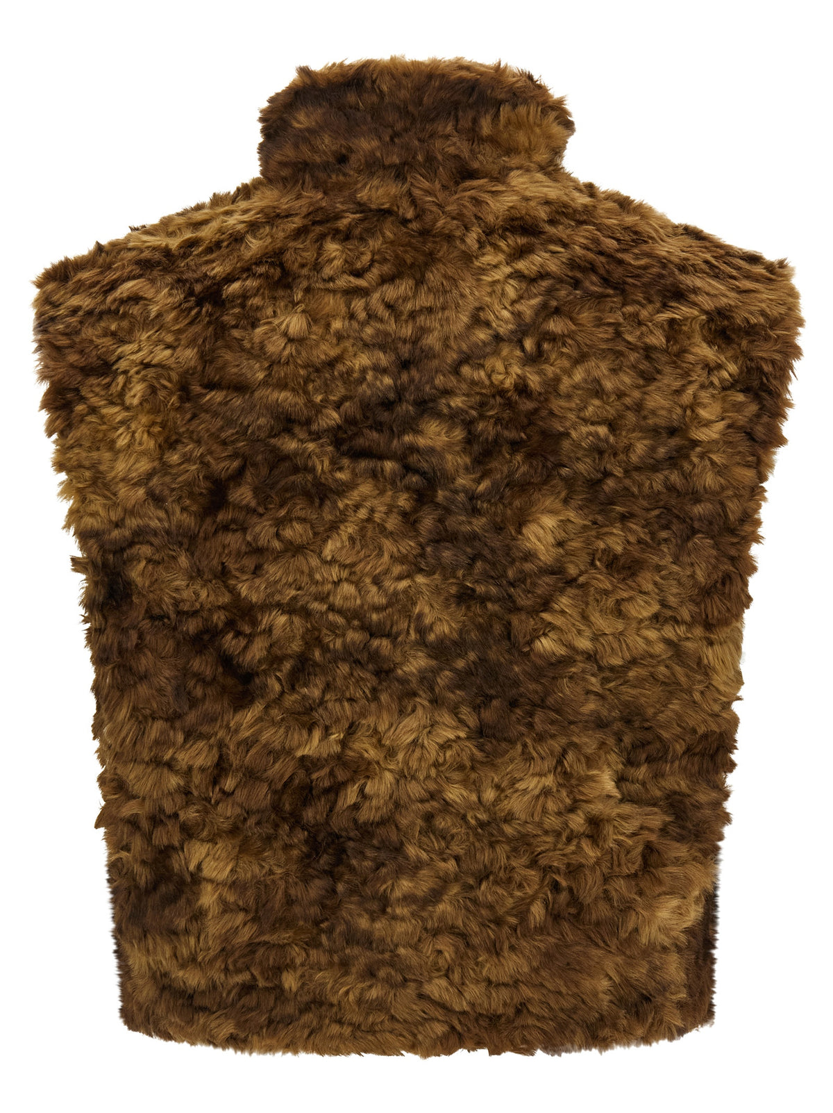 Brown Marabou Sleeveless Jacket