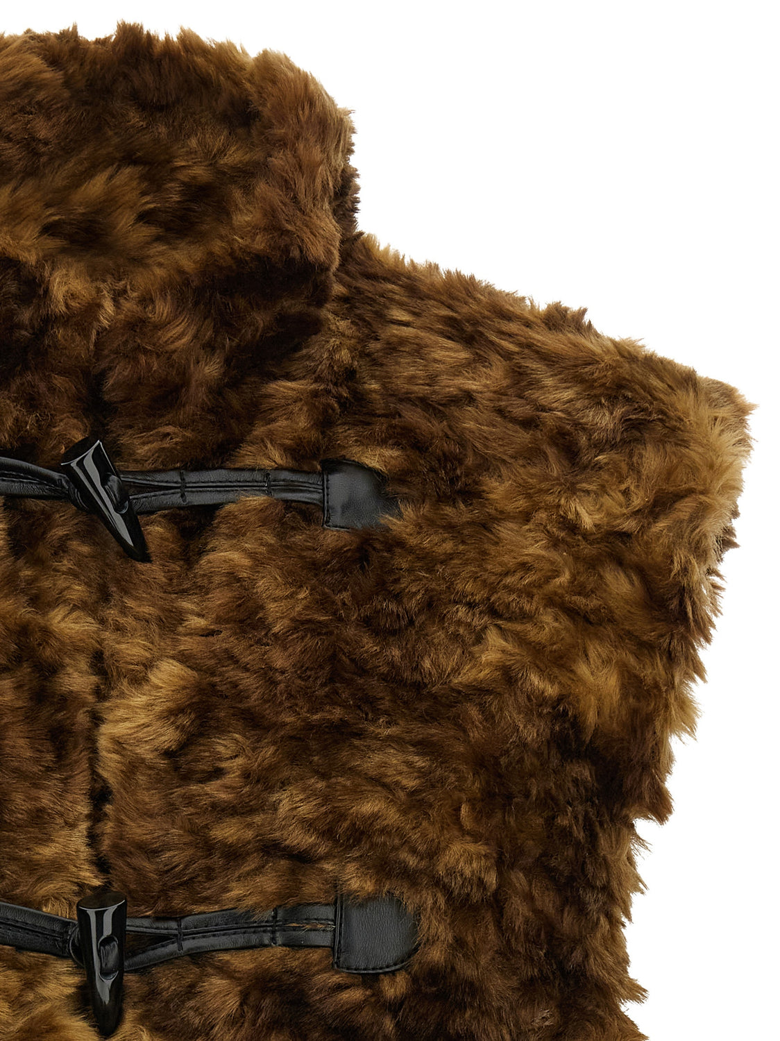 Brown Marabou Sleeveless Jacket