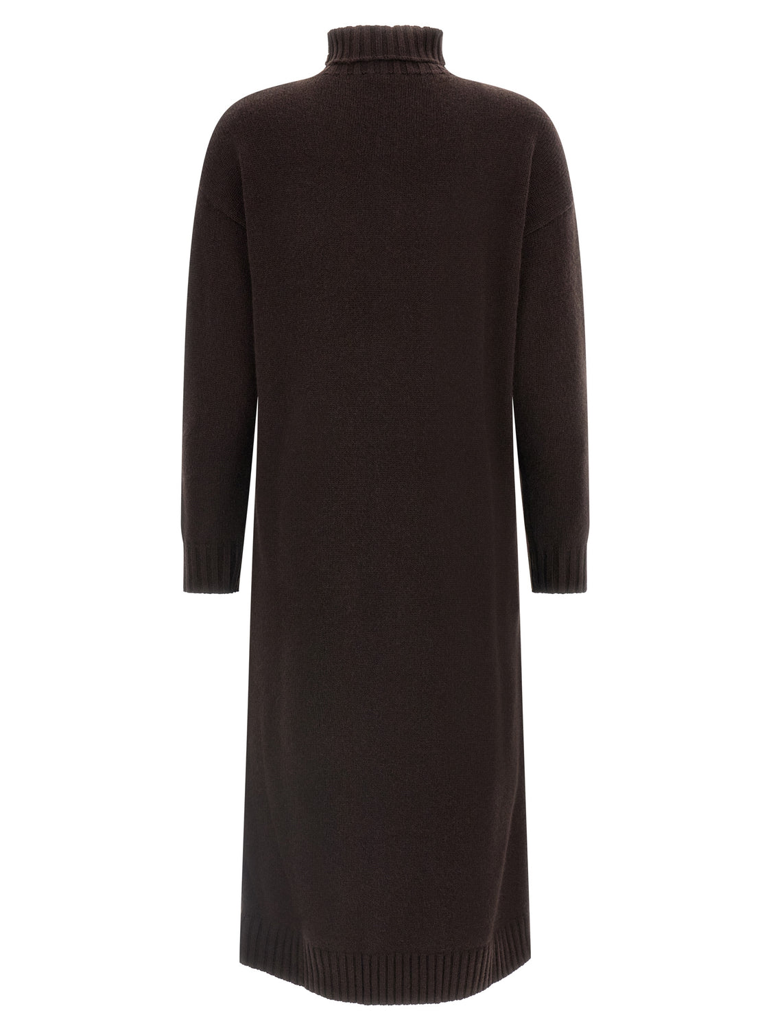 Brown Wool Midi Dress