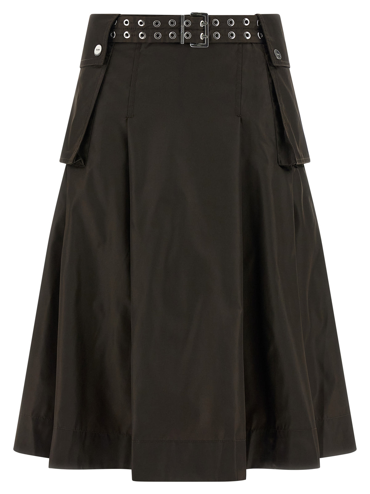 Brown Polyamide Midi Skirt