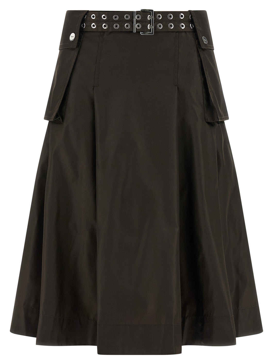 Brown Polyamide Midi Skirt