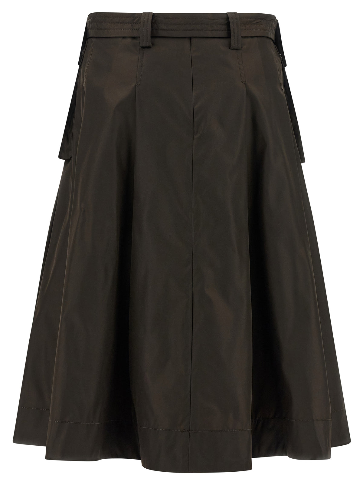 Brown Polyamide Midi Skirt