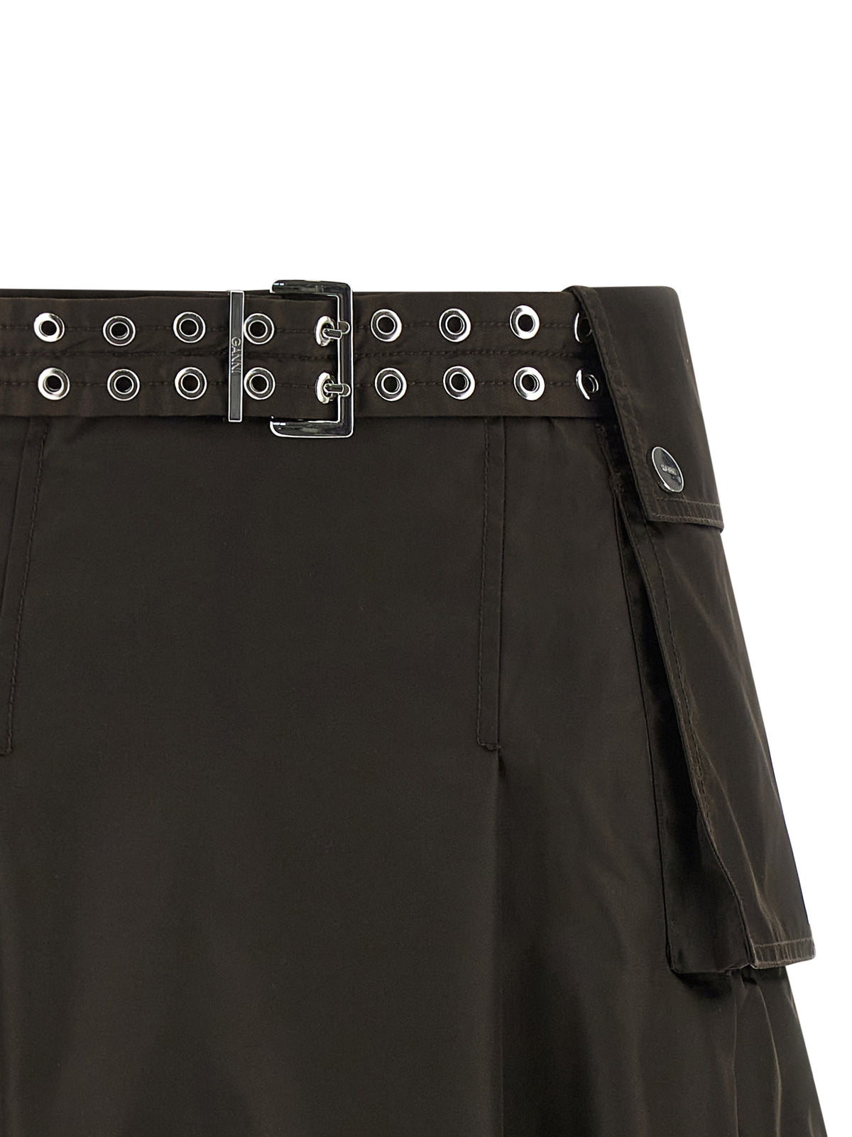 Brown Polyamide Midi Skirt
