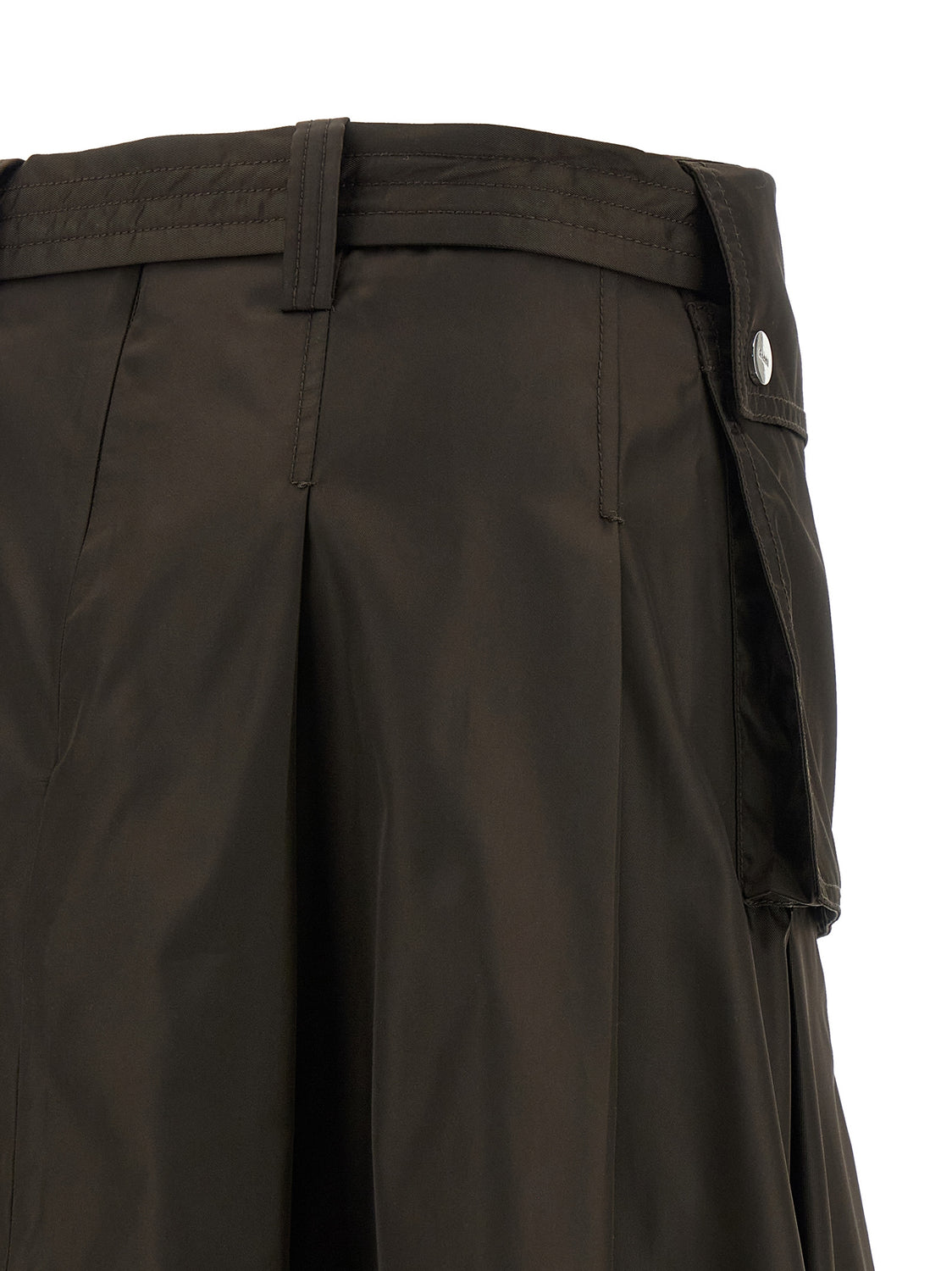 Brown Polyamide Midi Skirt