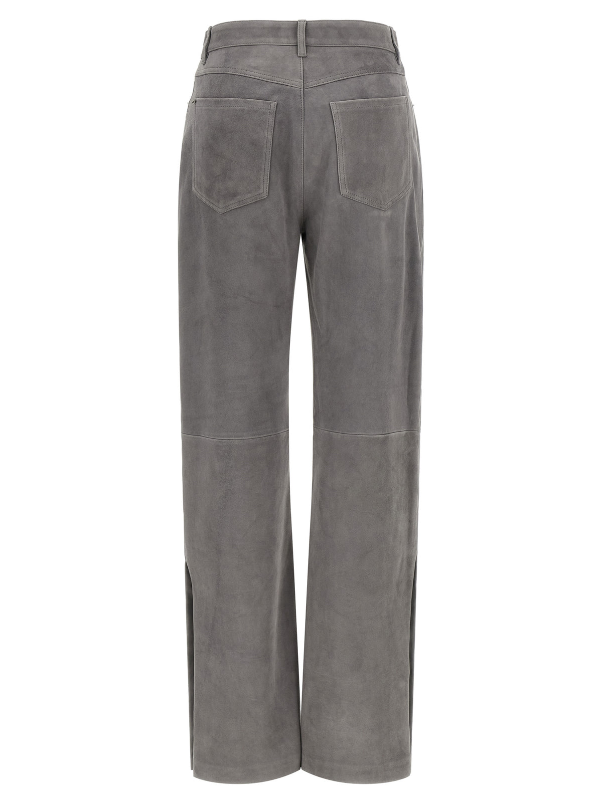 Gray Lamb Leather Casual Pants