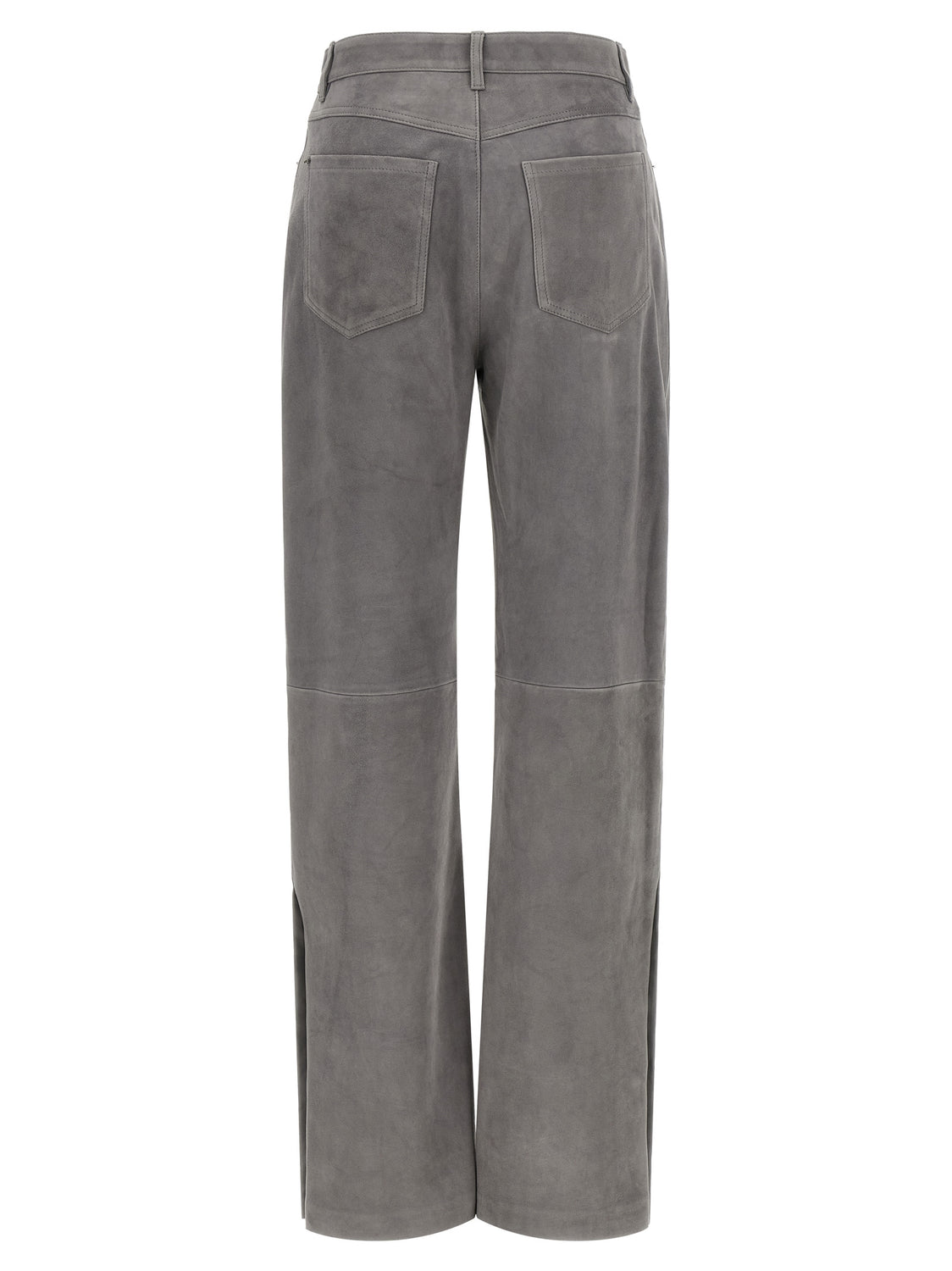 Gray Lamb Leather Casual Pants