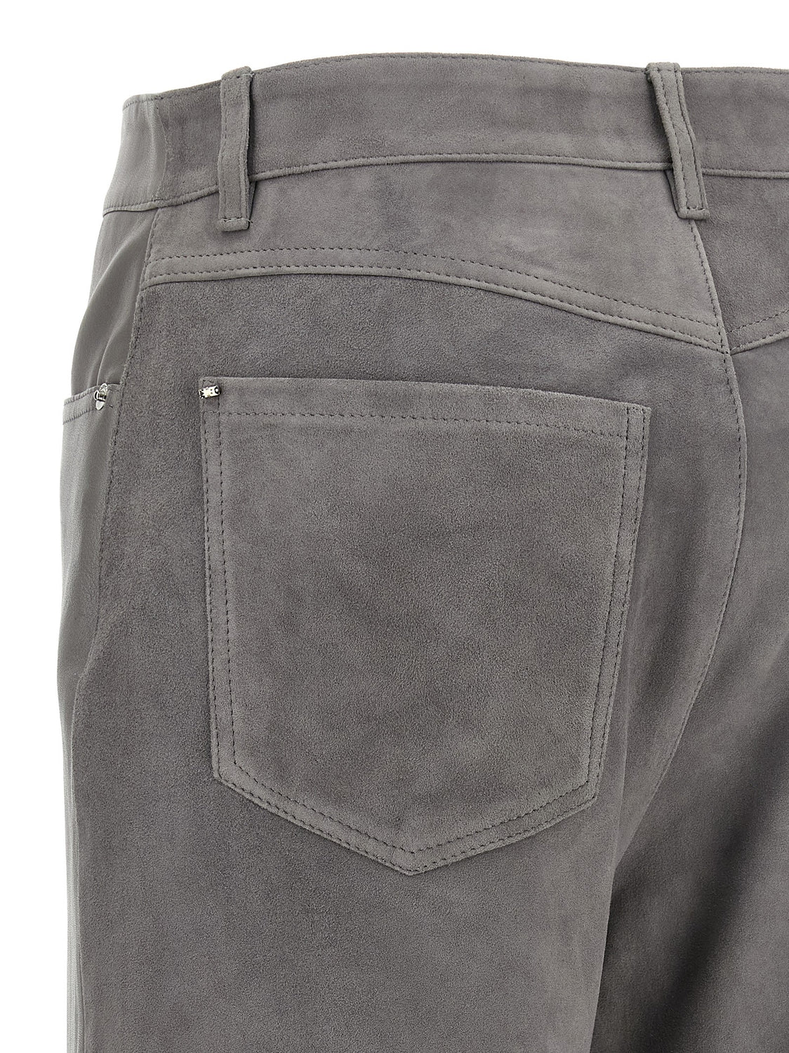 Gray Lamb Leather Casual Pants