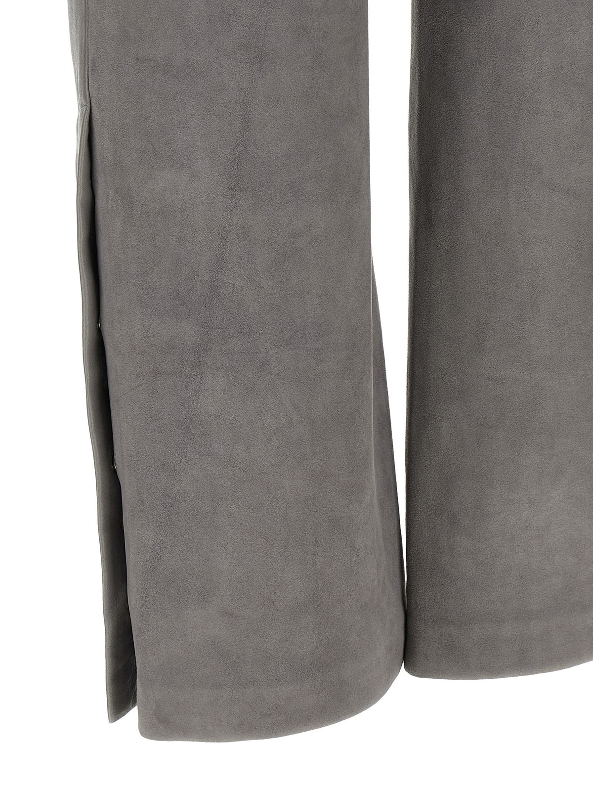 Gray Lamb Leather Casual Pants