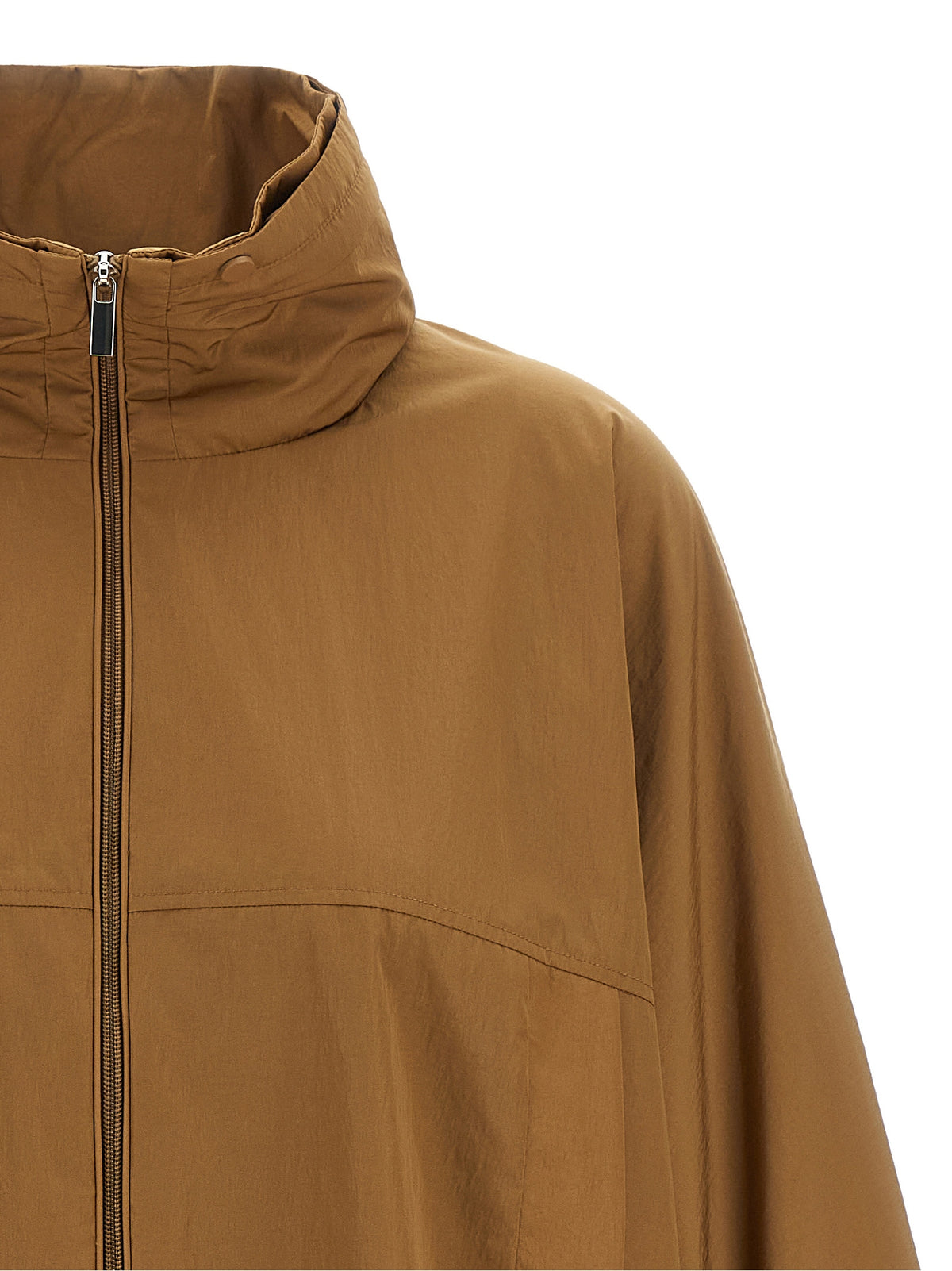 Brown Polyamide Full-Length Jacket