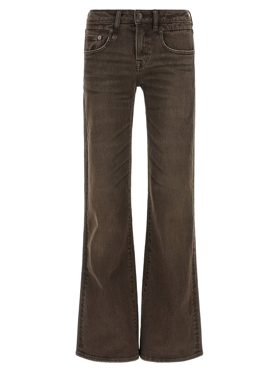 Brown Cotton Flared Jeans