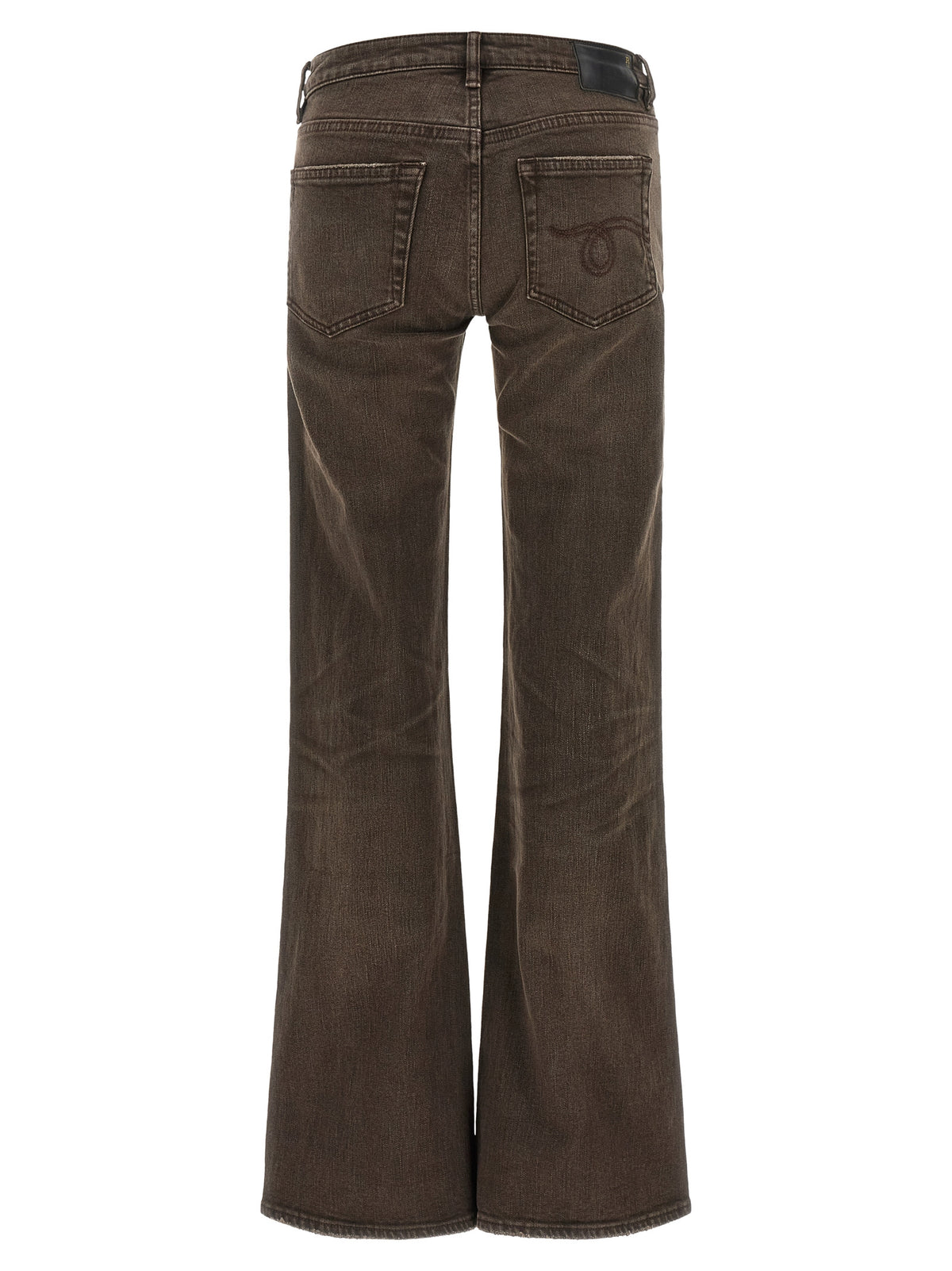 Brown Cotton Flared Jeans