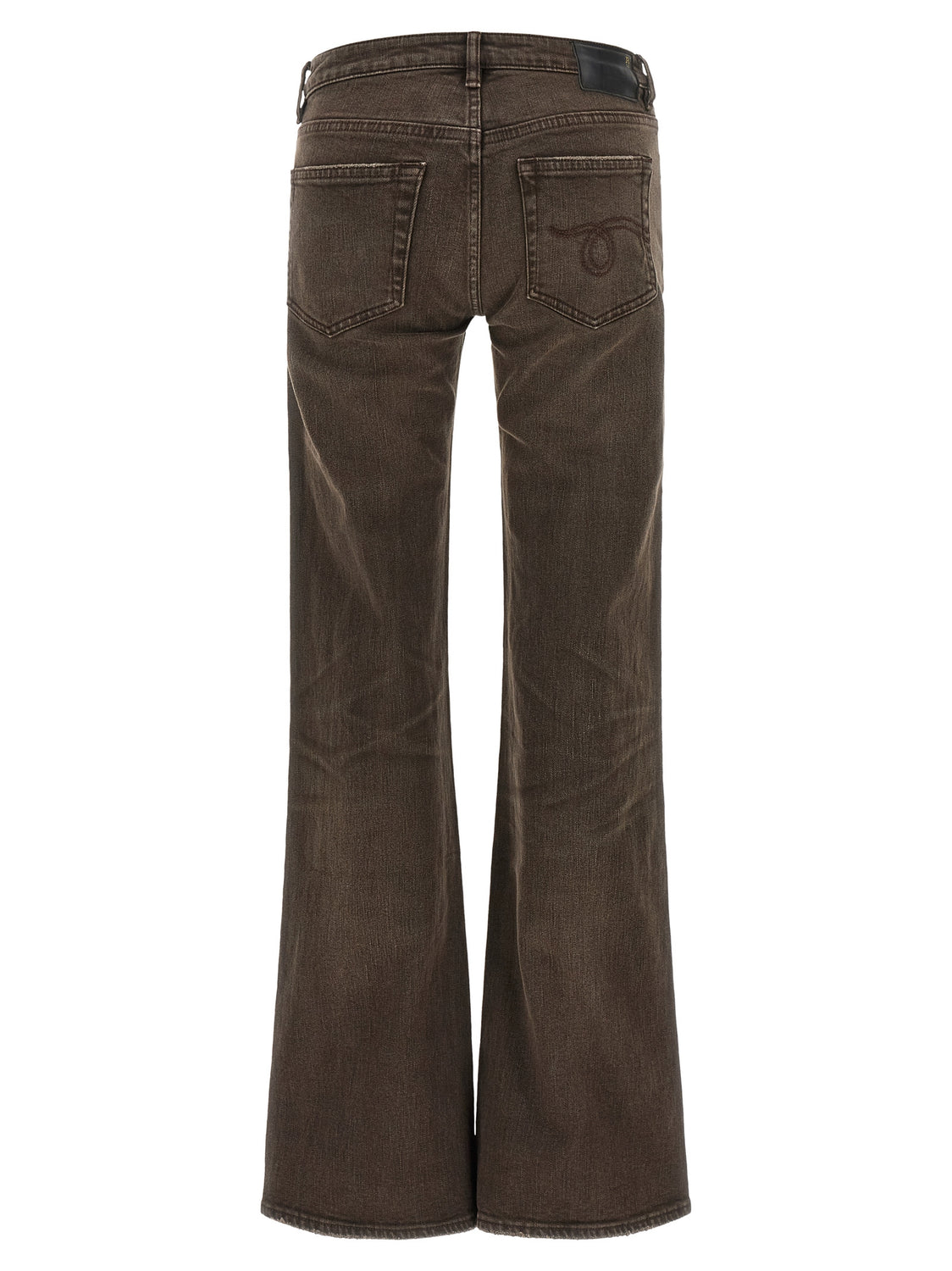 Brown Cotton Flared Jeans