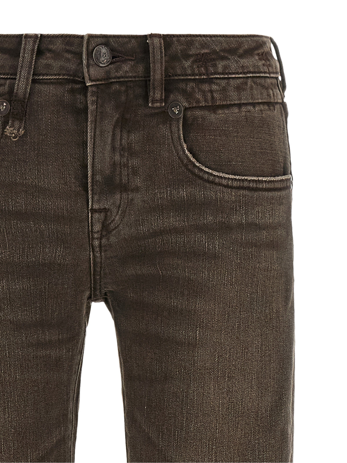Brown Cotton Flared Jeans