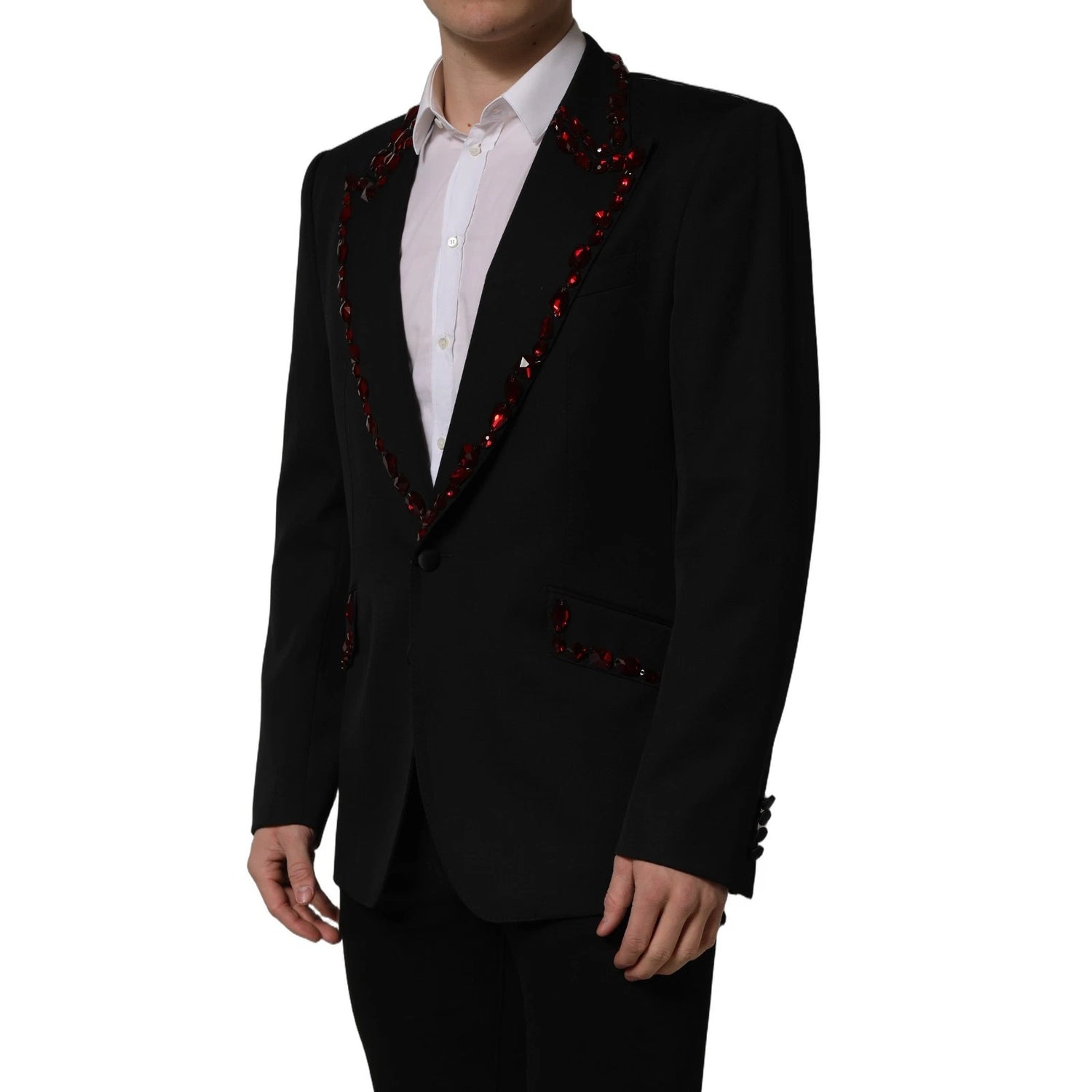Black Crystal Embellished Coat Blazer Jacket