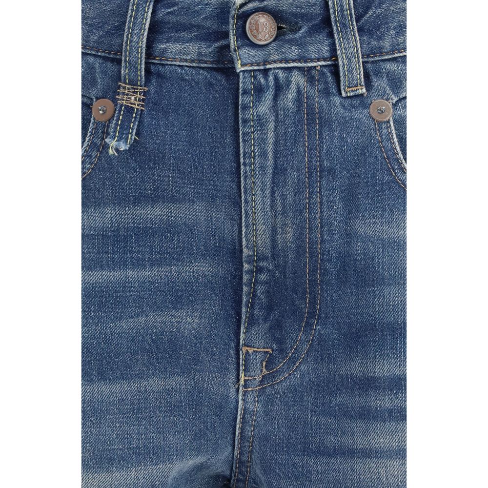 Blue Cotton Boyfriend Jeans