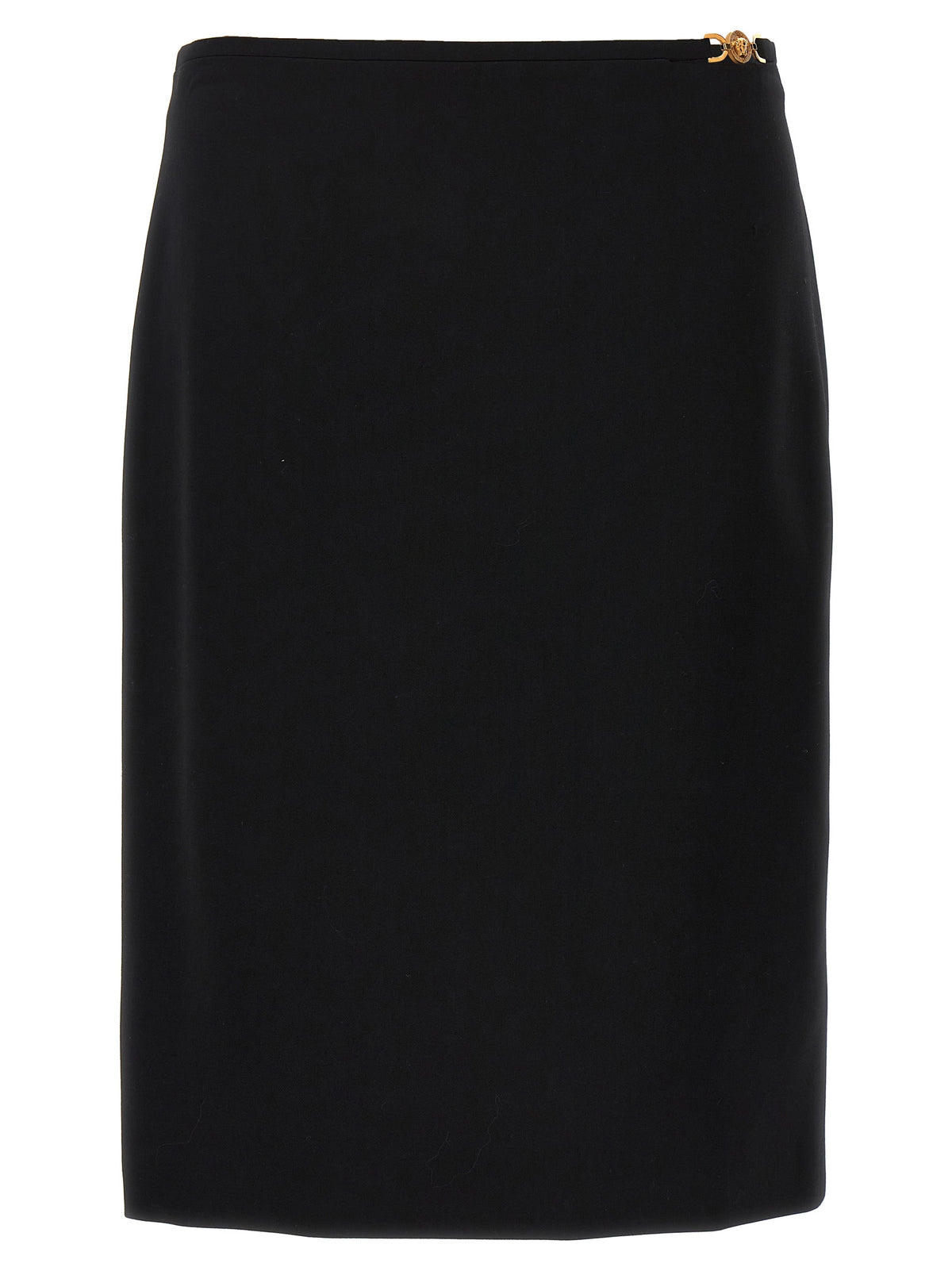 Black Virgin Wool Midi Skirt