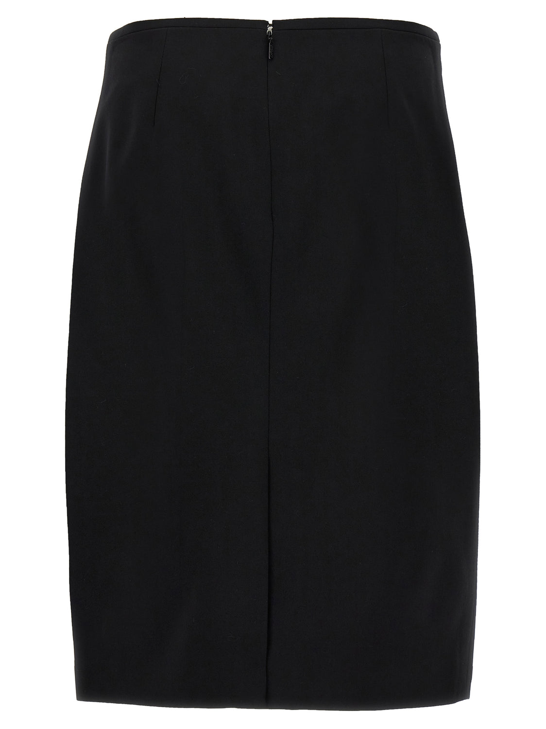 Black Virgin Wool Midi Skirt