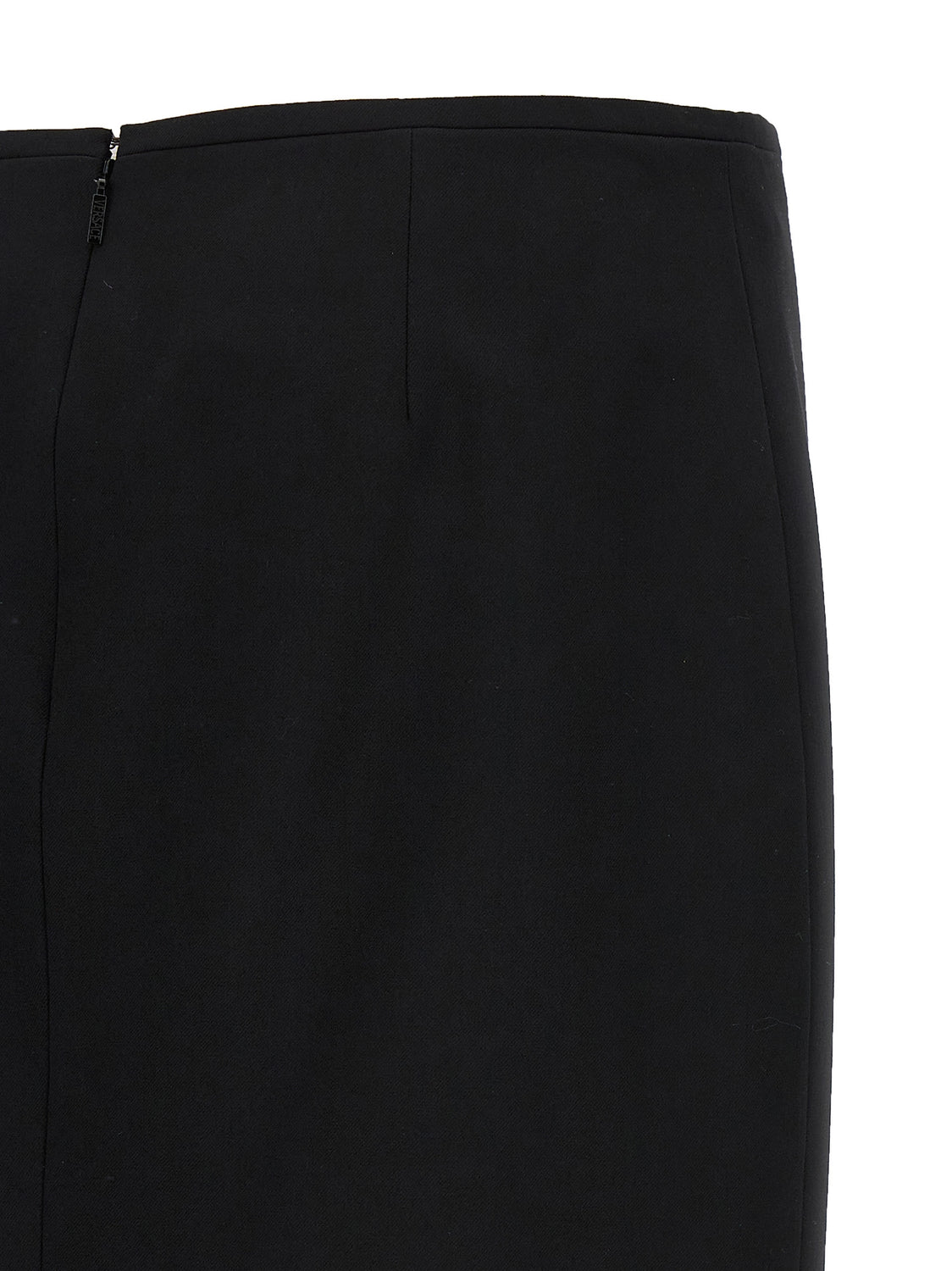 Black Virgin Wool Midi Skirt