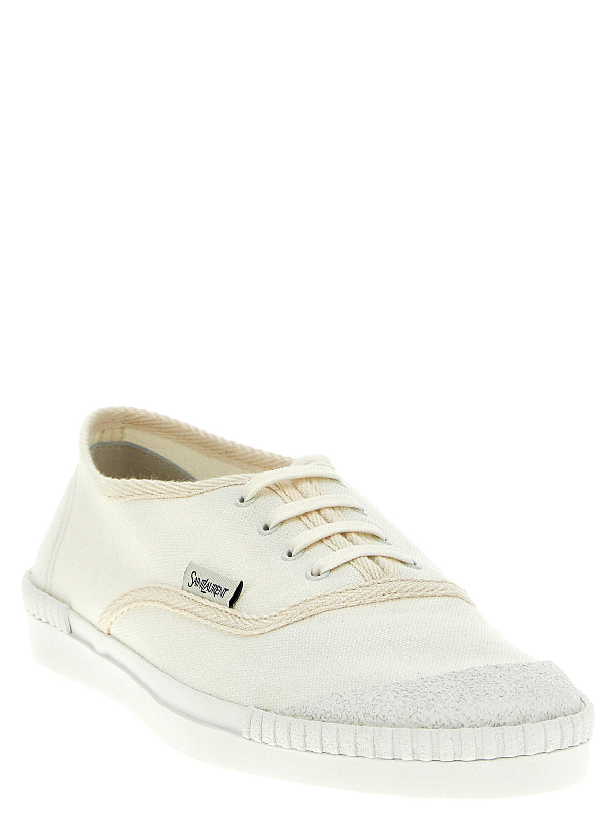 White Cotton Low Top Sneakers