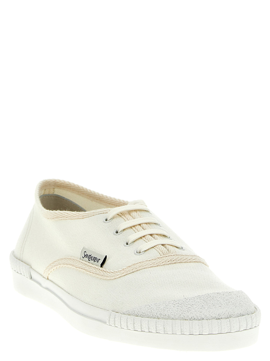 White Cotton Low Top Sneakers