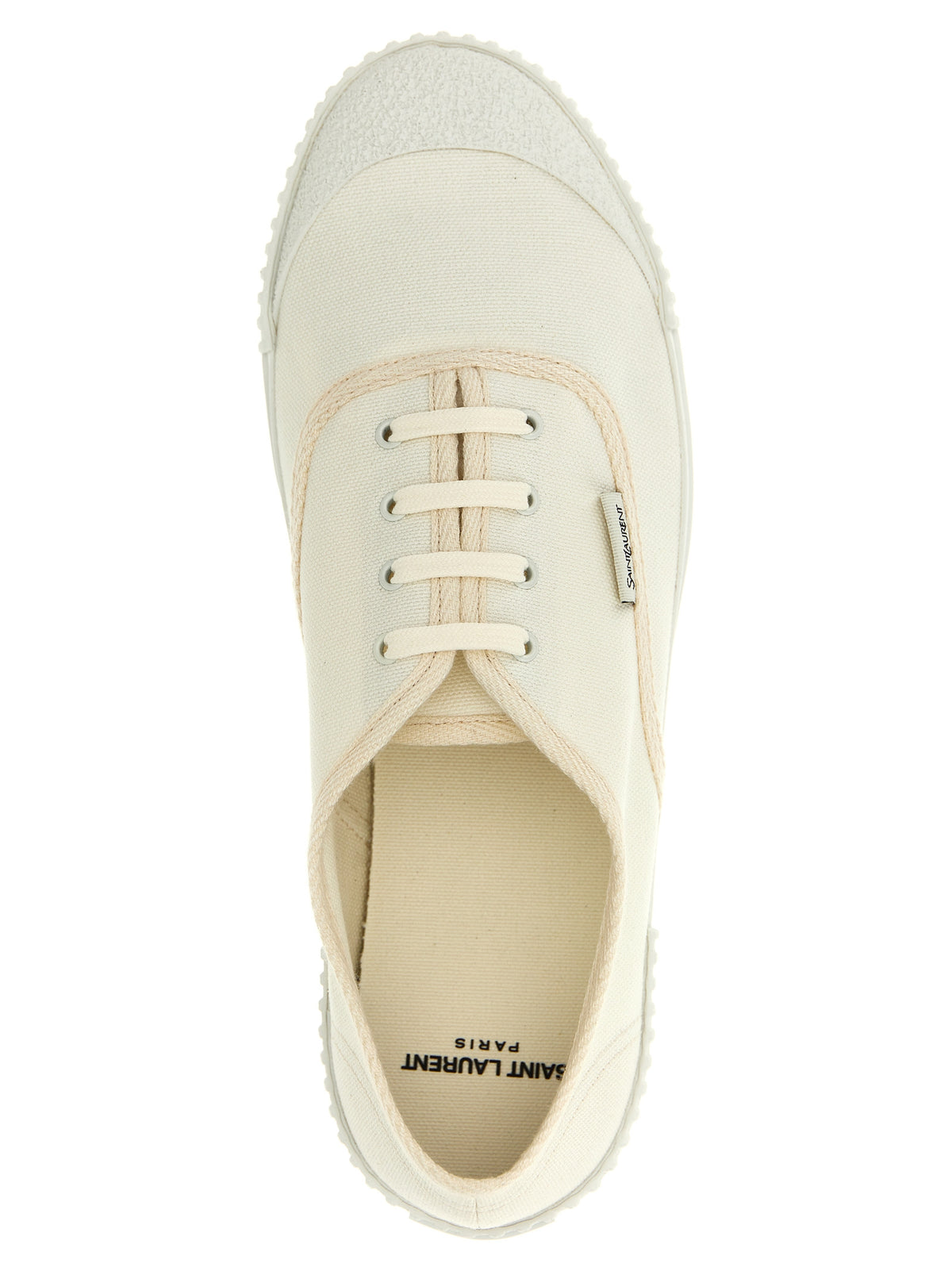 White Cotton Low Top Sneakers