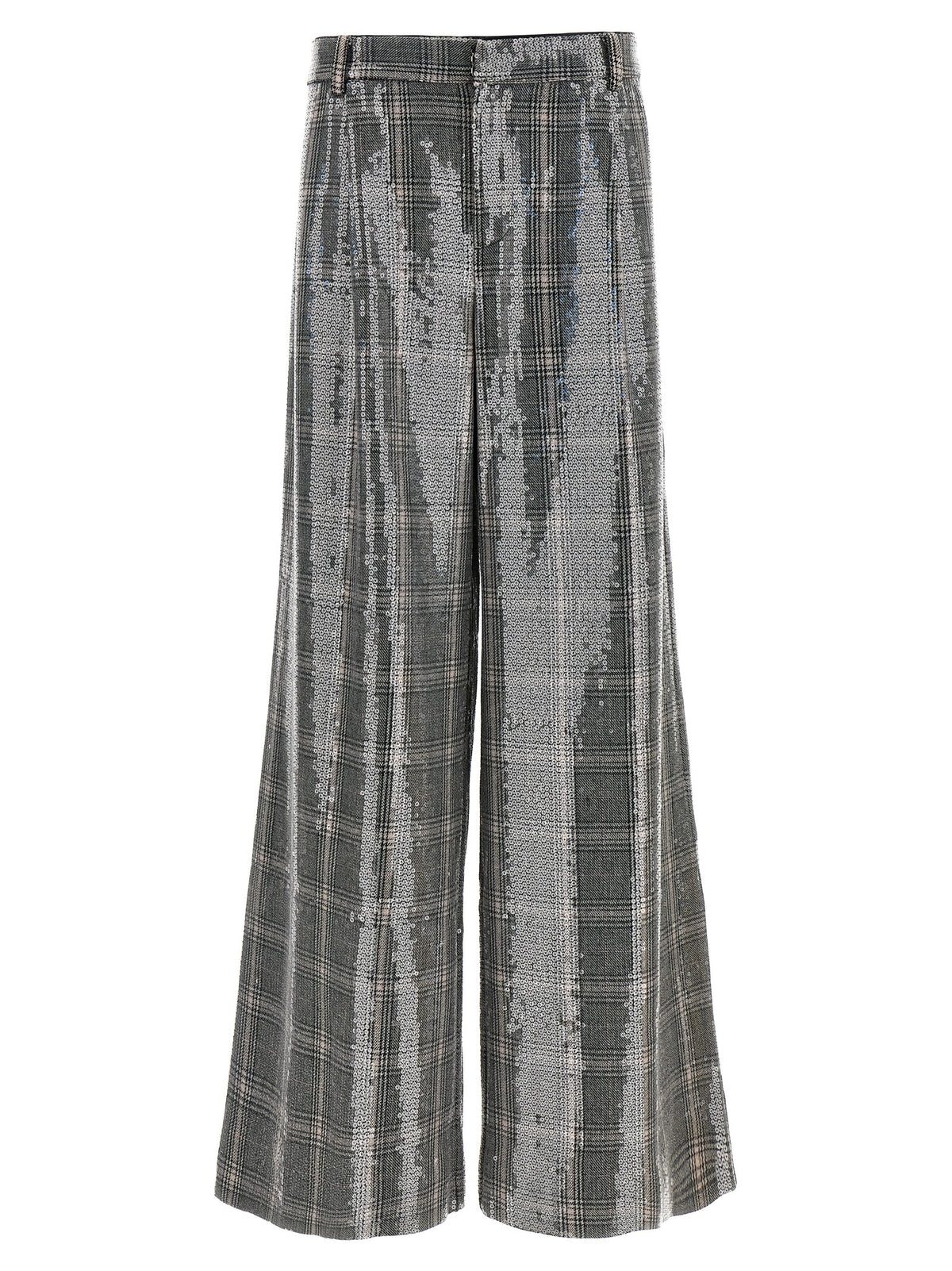Gray Polyester Casual Pants