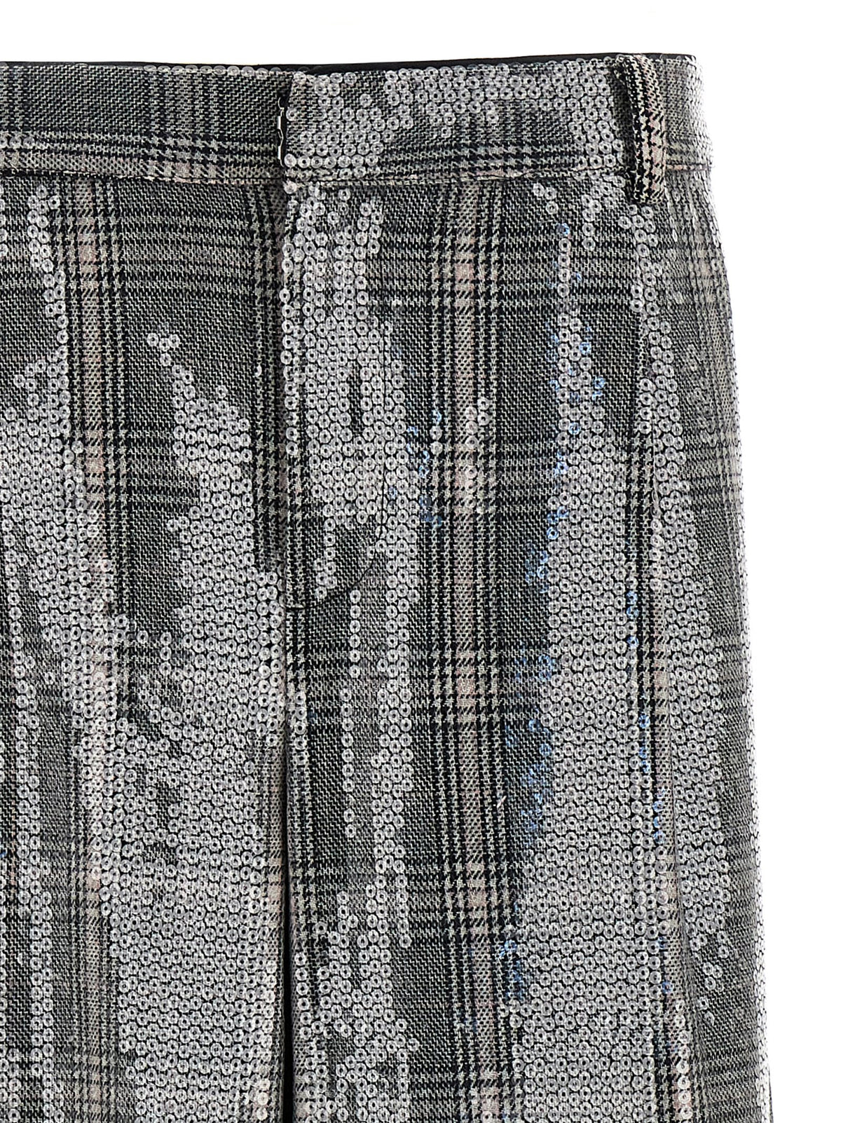 Gray Polyester Casual Pants