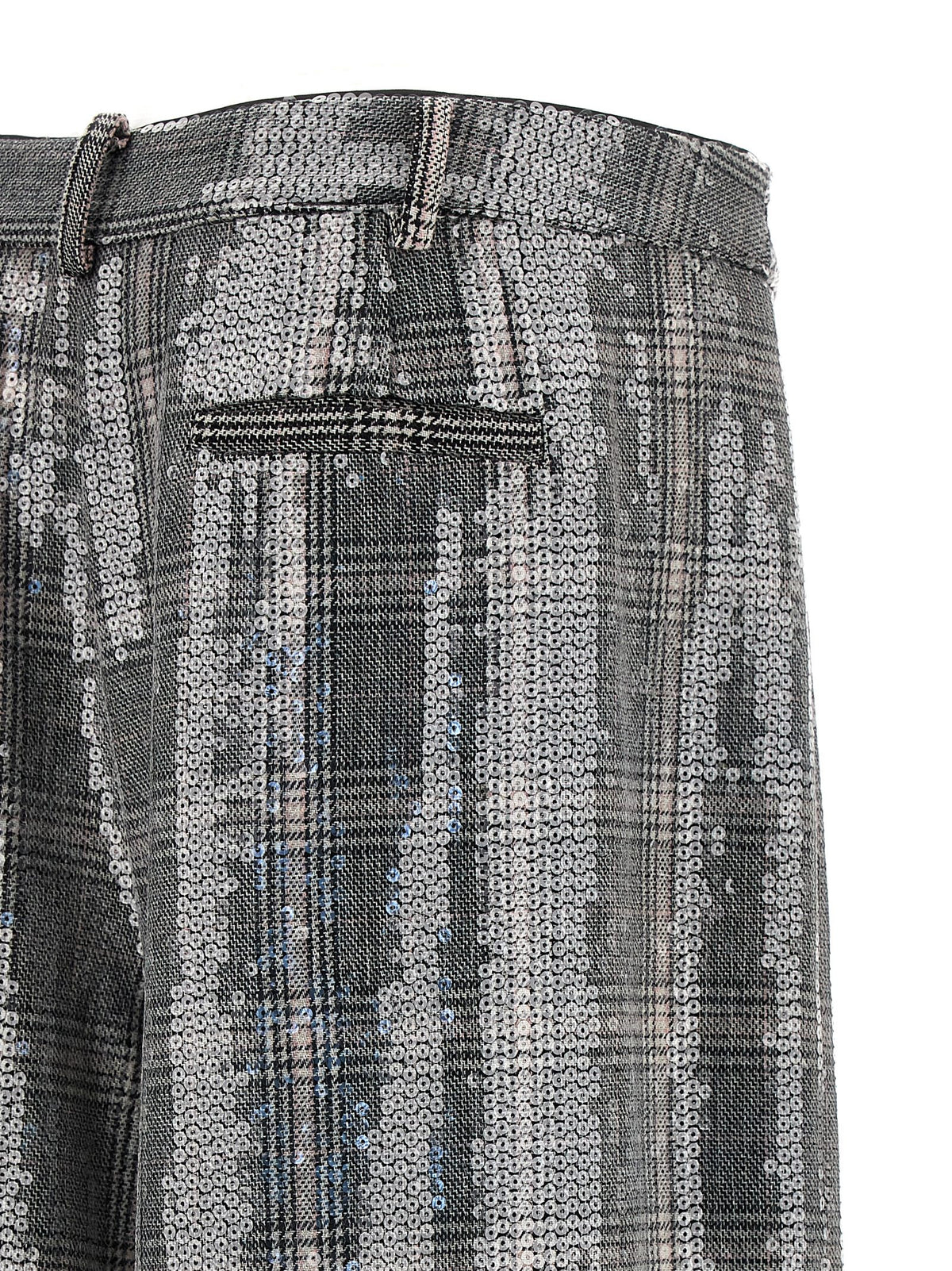 Gray Polyester Casual Pants
