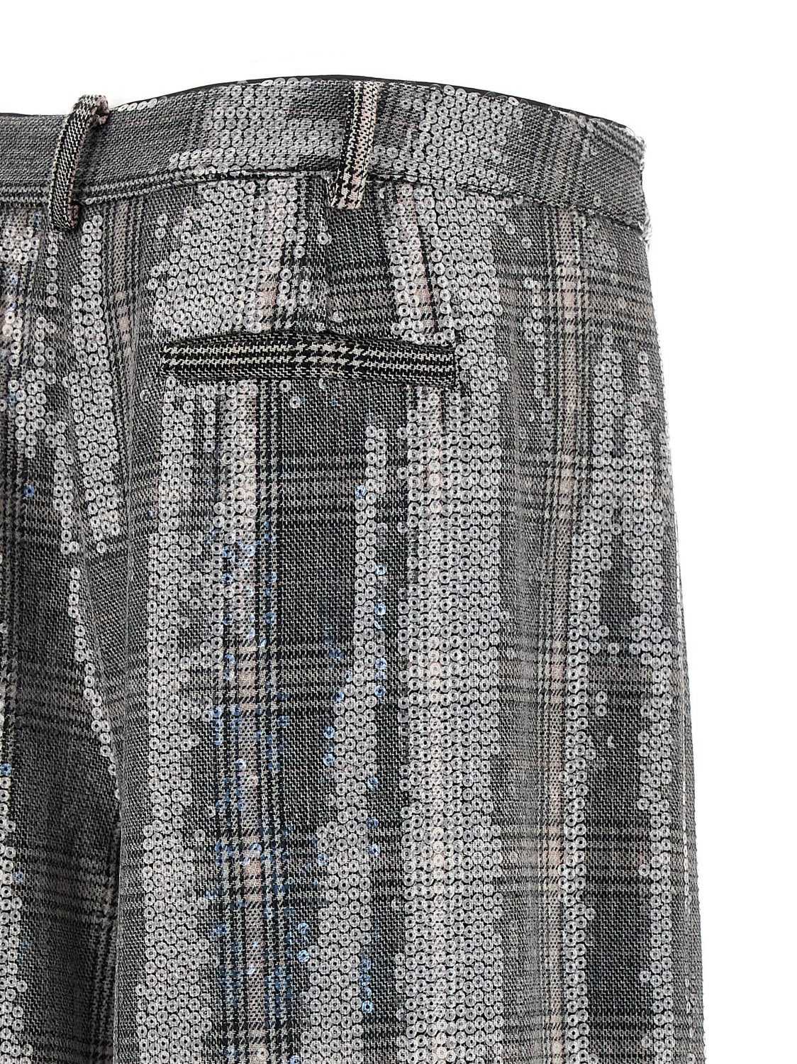 Gray Polyester Casual Pants