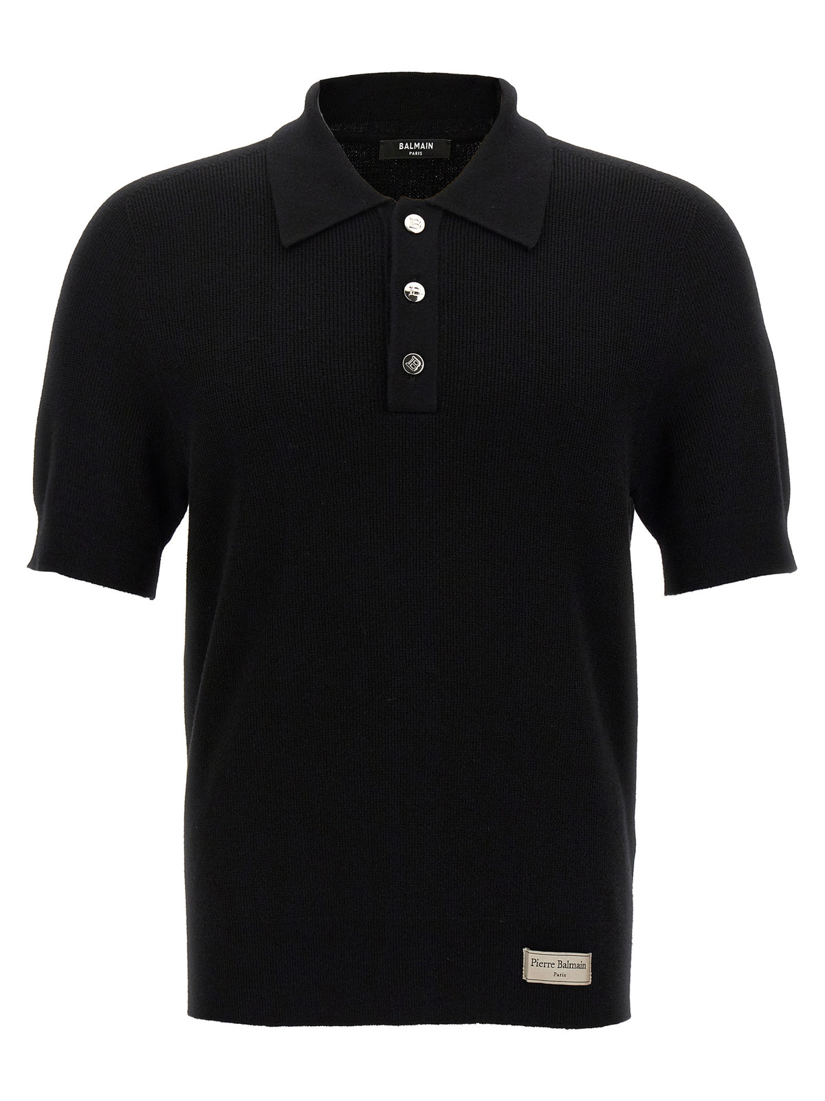 Black Merino Wool Polo Shirt