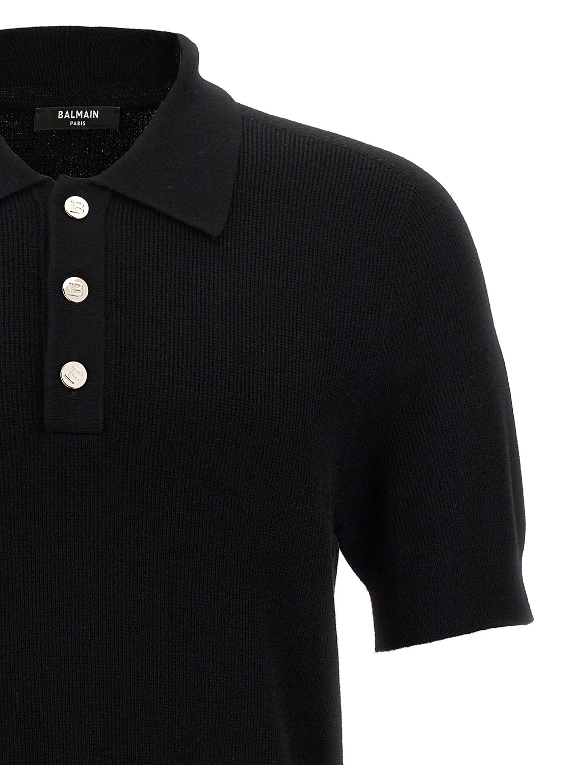 Black Merino Wool Polo Shirt