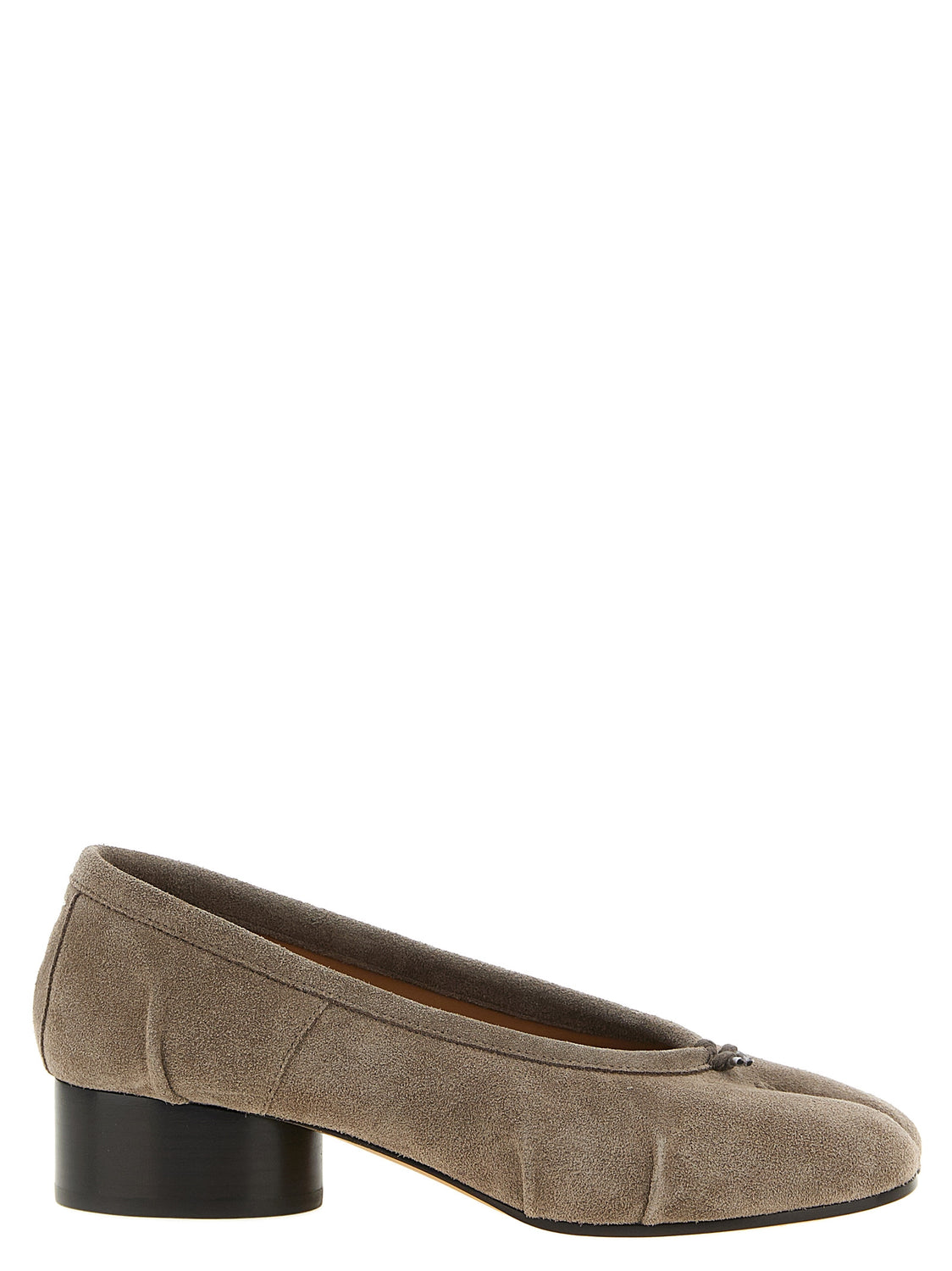 Gray Calfskin Mid Heel Pumps