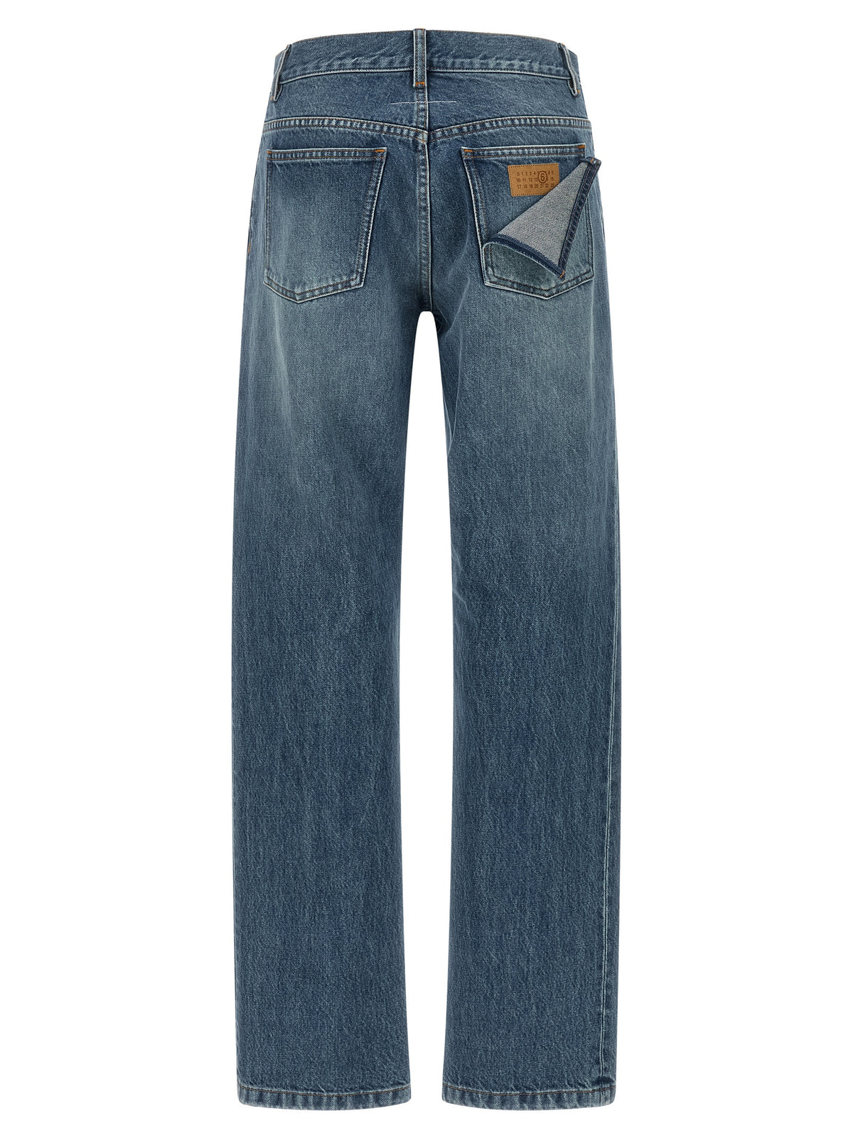 Blue Cotton Straight-Leg Jeans
