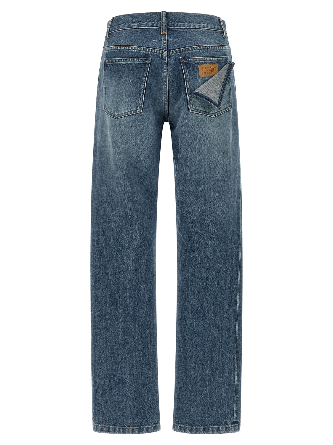 Blue Cotton Straight-Leg Jeans