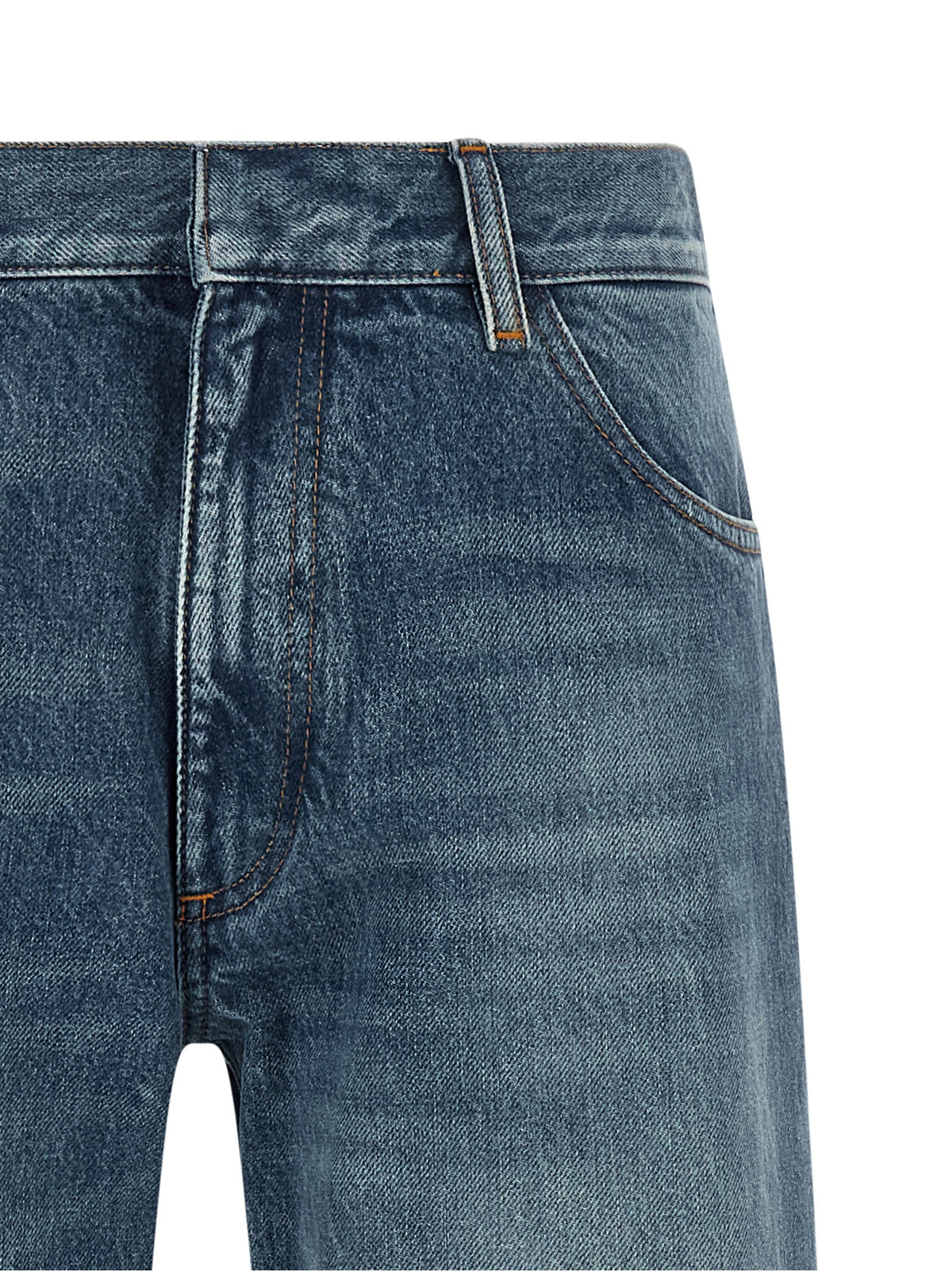 Blue Cotton Straight-Leg Jeans