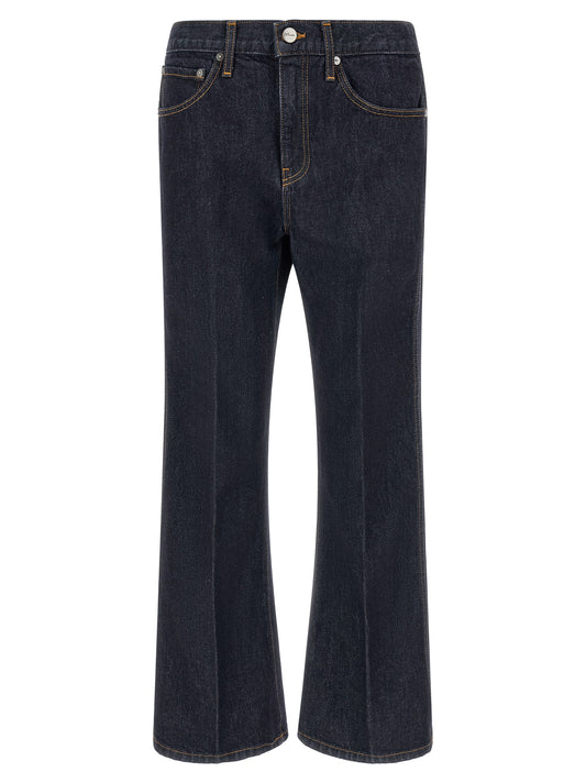 Blue Cotton Flared Jeans