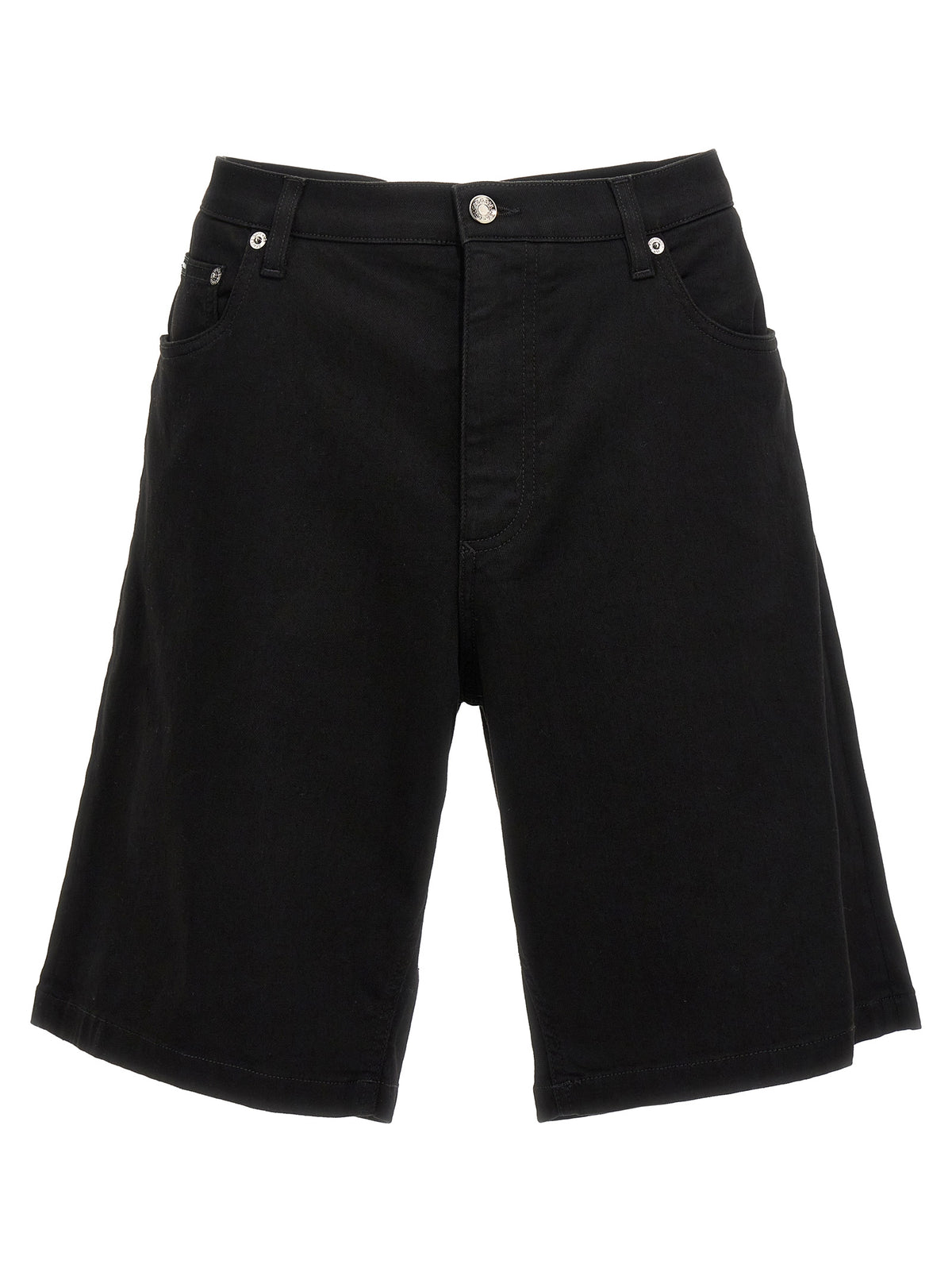 Black Cotton Bermuda Shorts