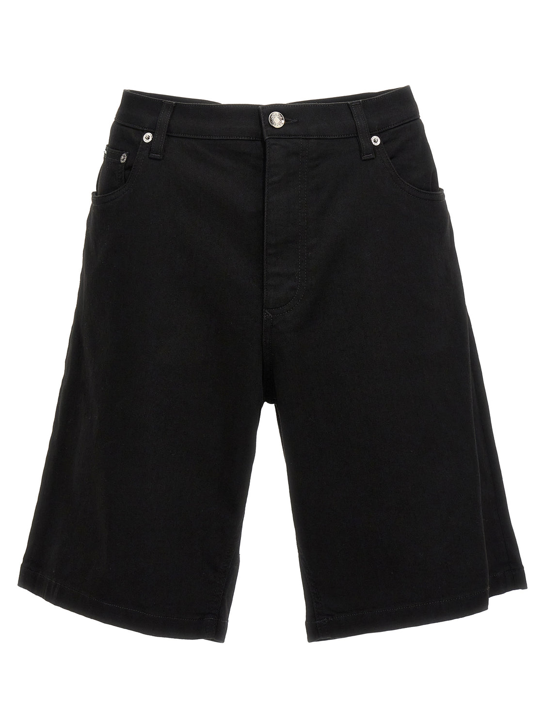 Black Cotton Bermuda Shorts