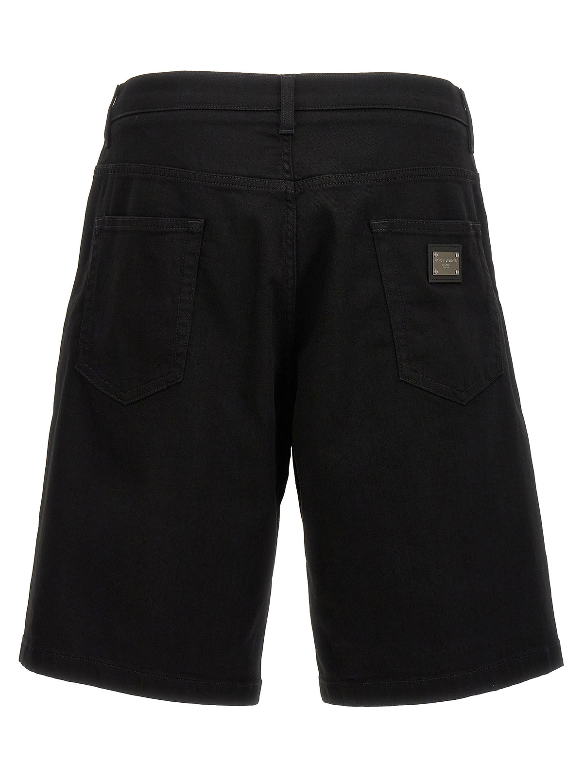 Black Cotton Bermuda Shorts