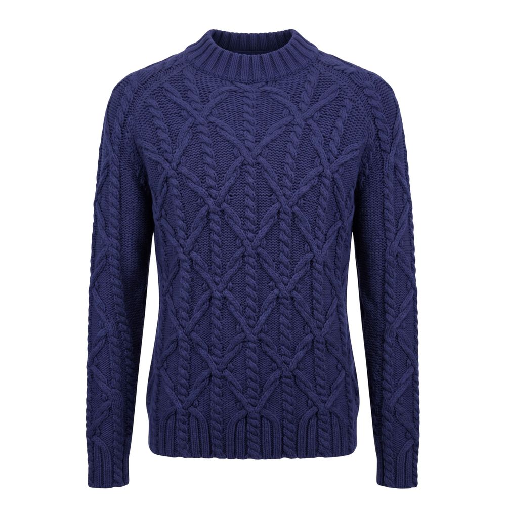 Blue Cotton Men Sweater