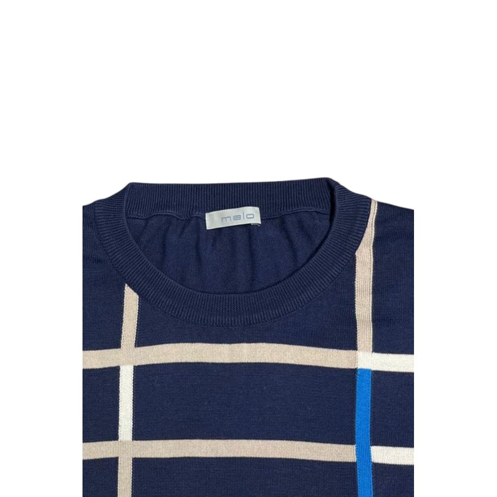 Blue Cotton Men Sweater