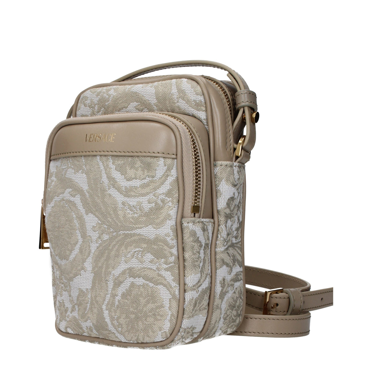 Beige Fabric Crossbody Bag
