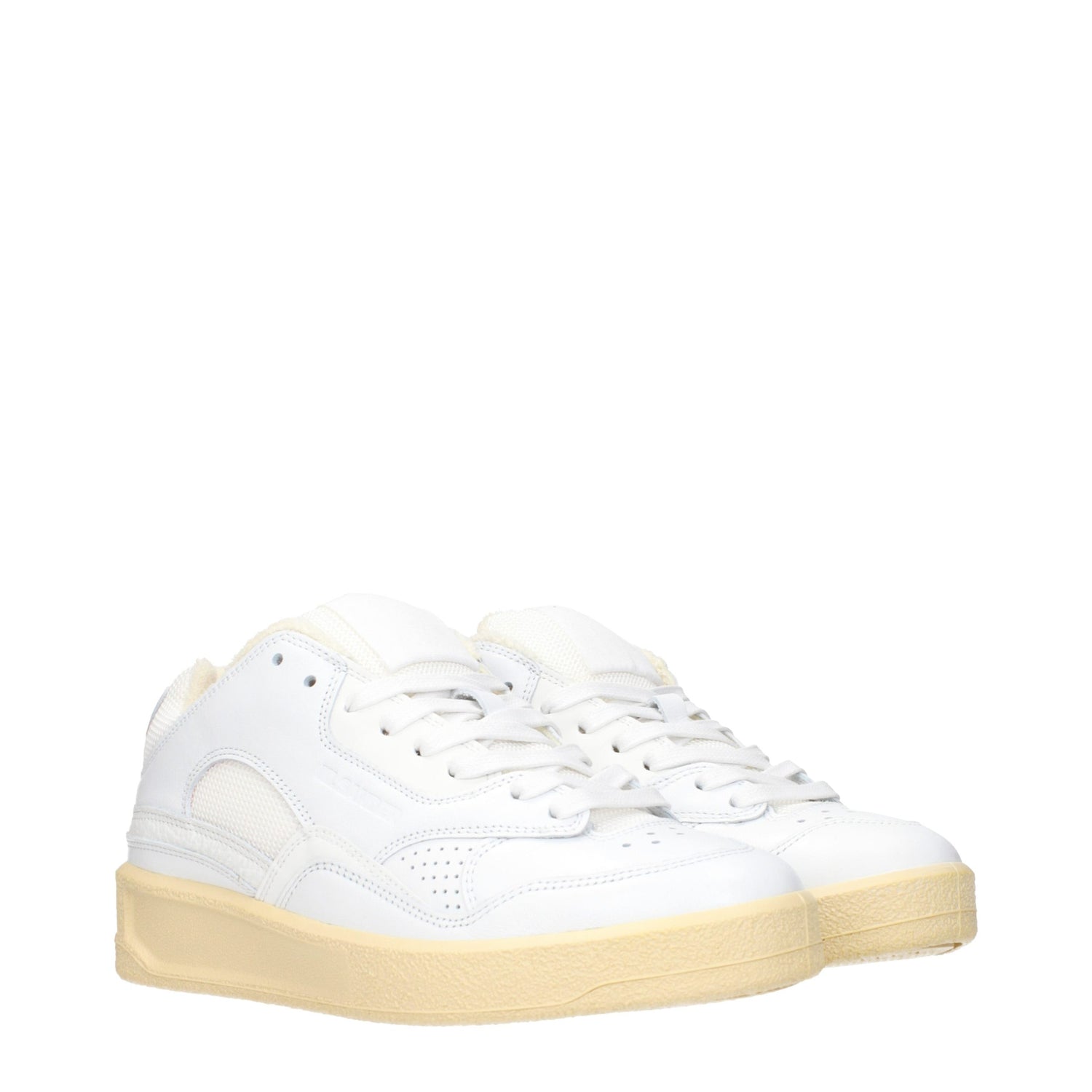 White Leather Low Top Sneakers