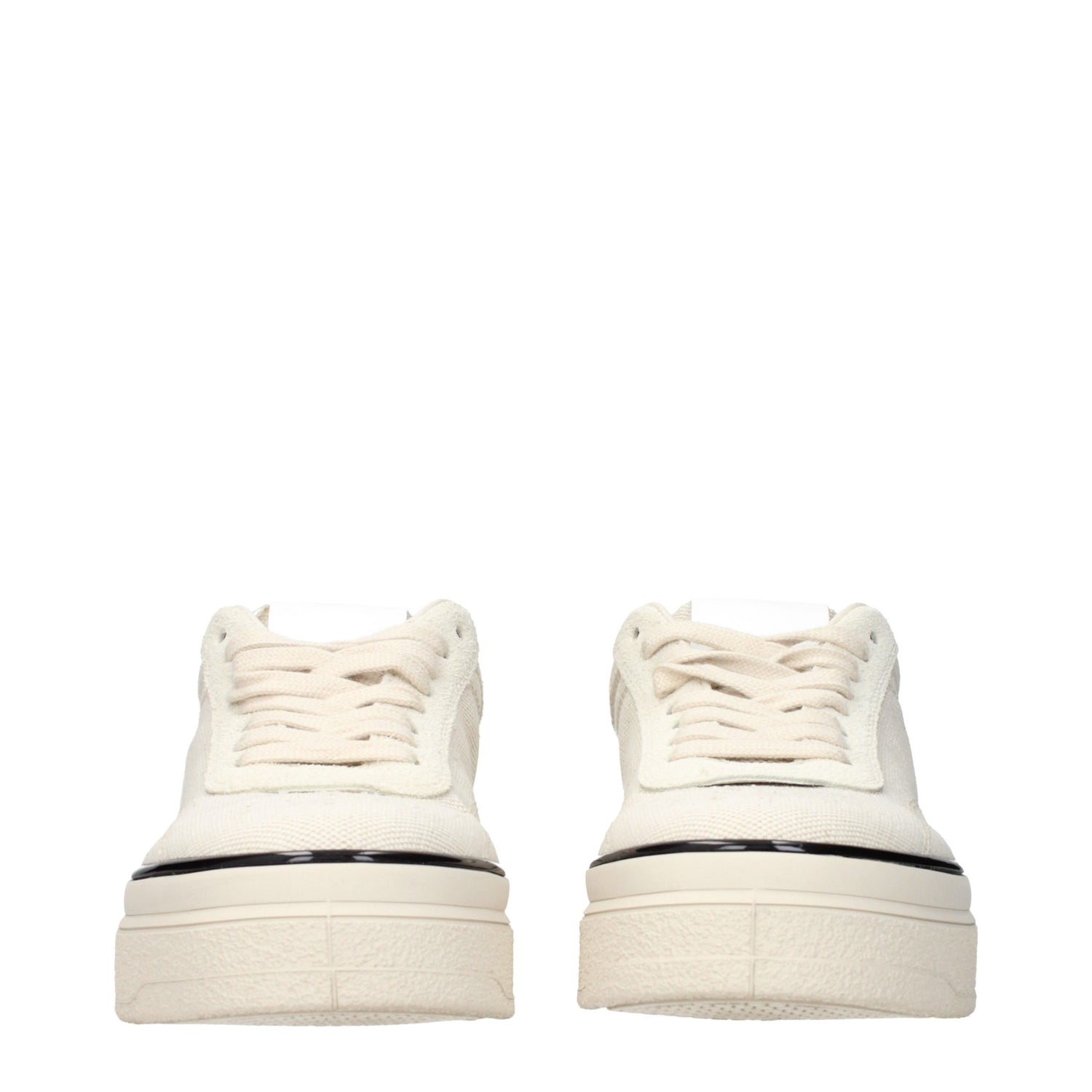Beige Fabric Platform Sneakers