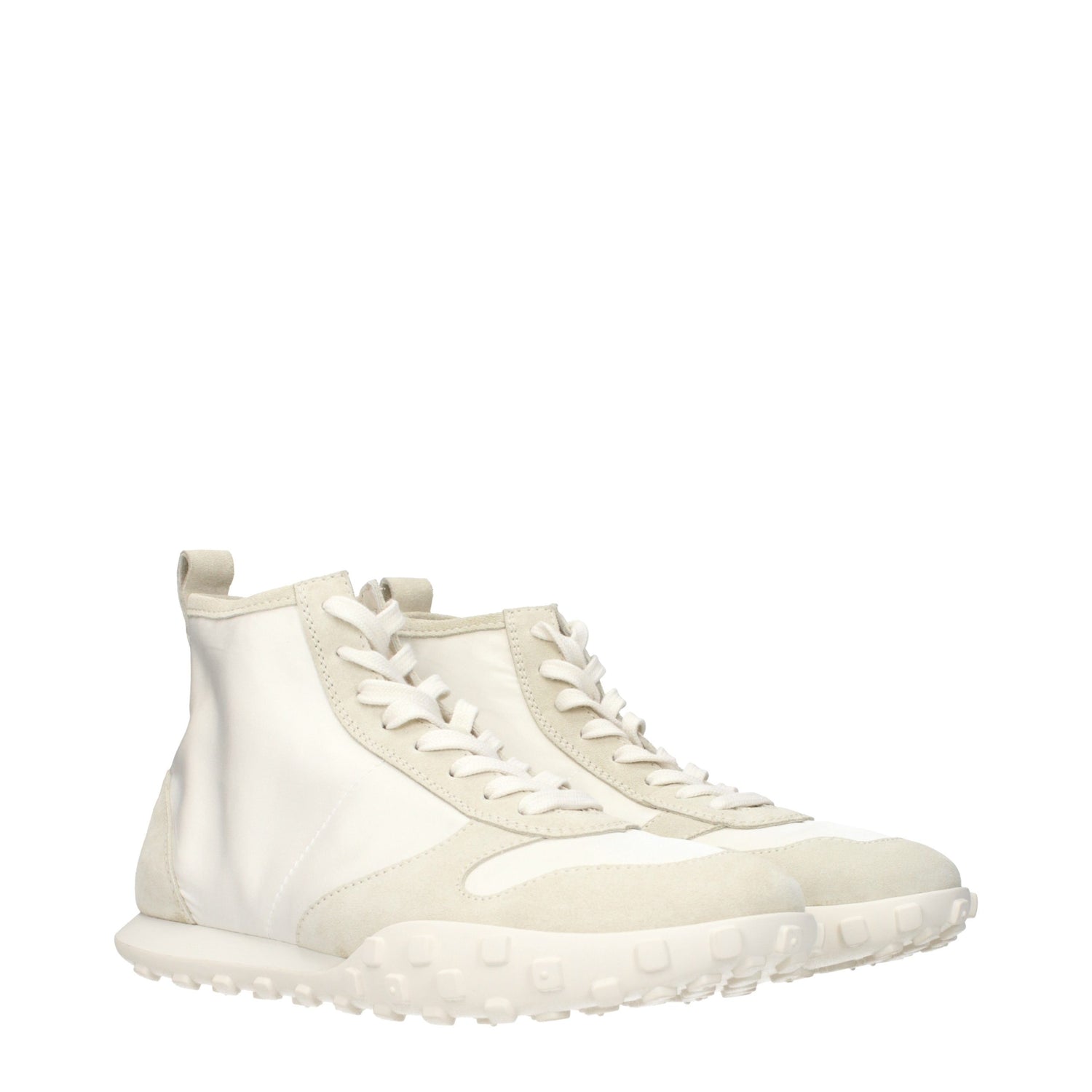White Fabric High Top Sneakers