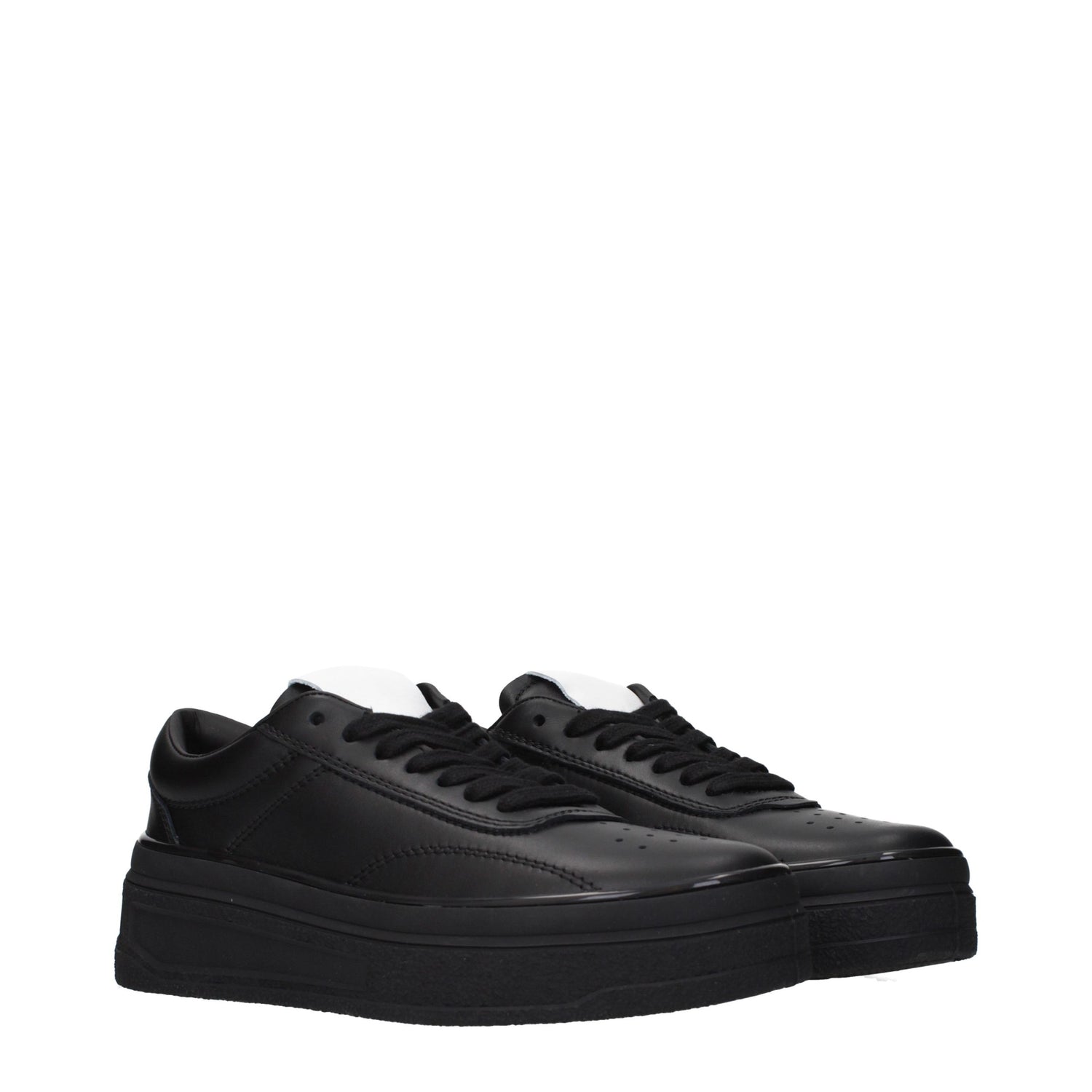 Black Leather Platform Sneakers